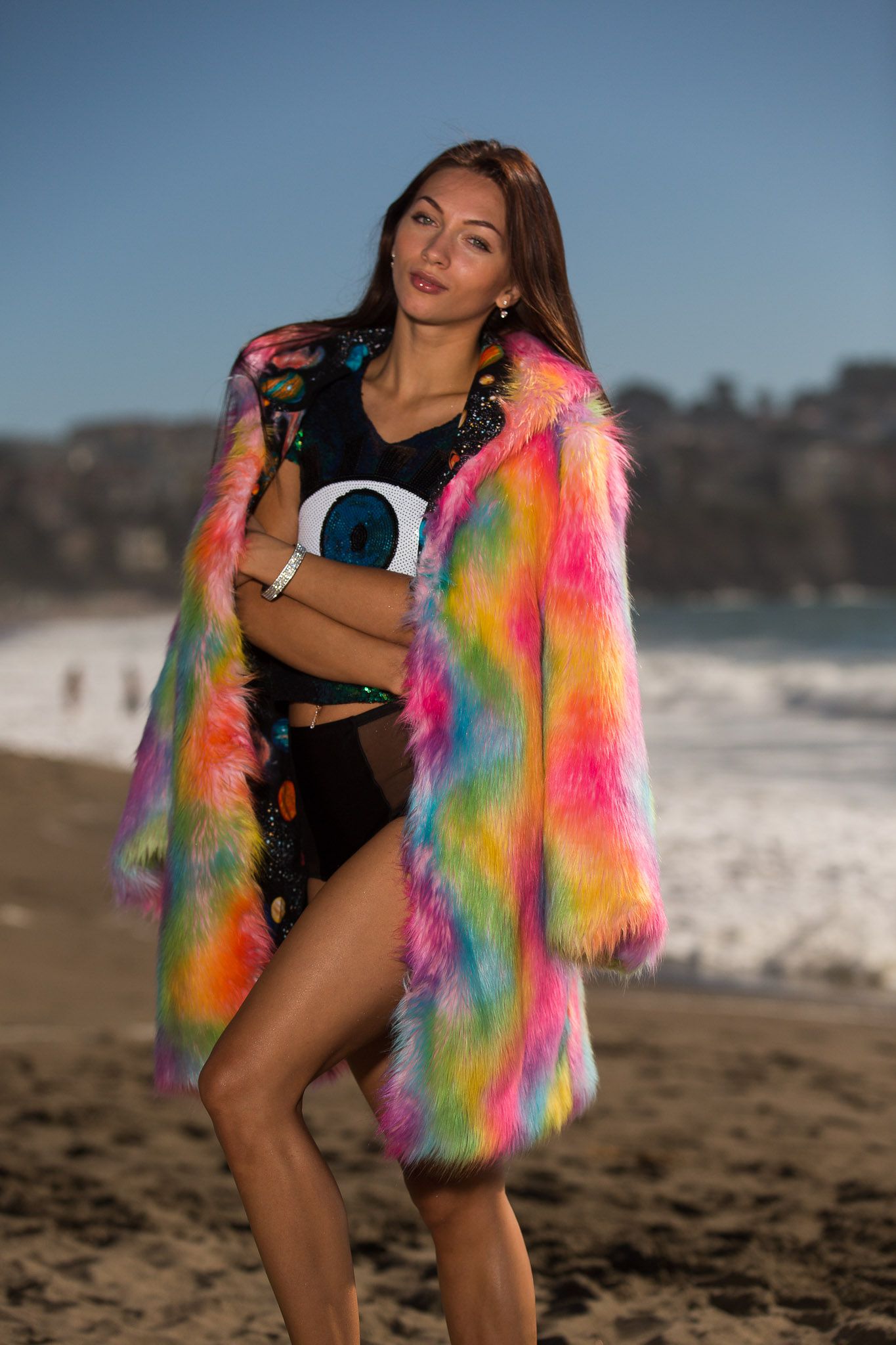 Rainbow Fur Coat