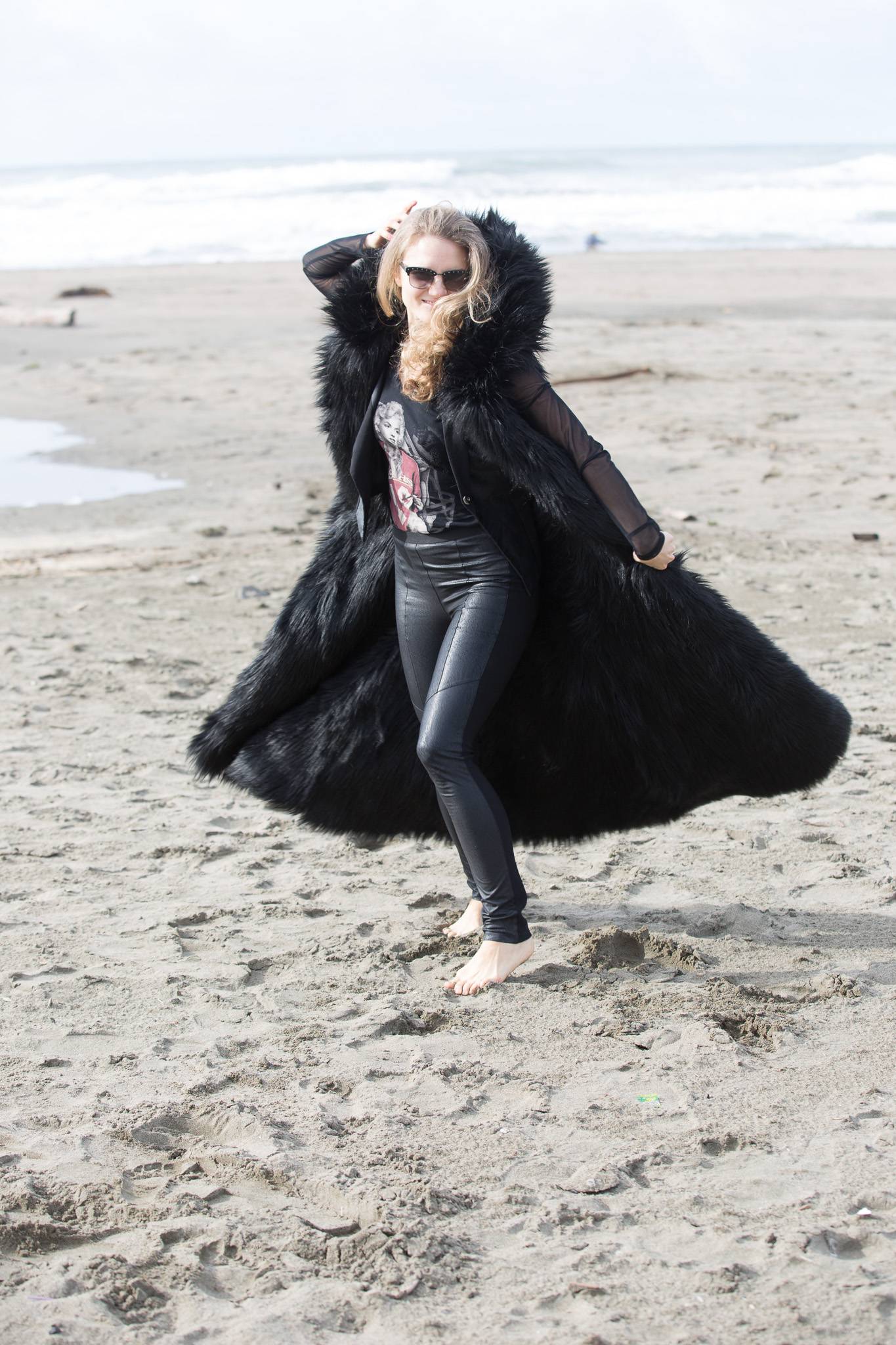 Rockstar black sequence fur | Boho coats