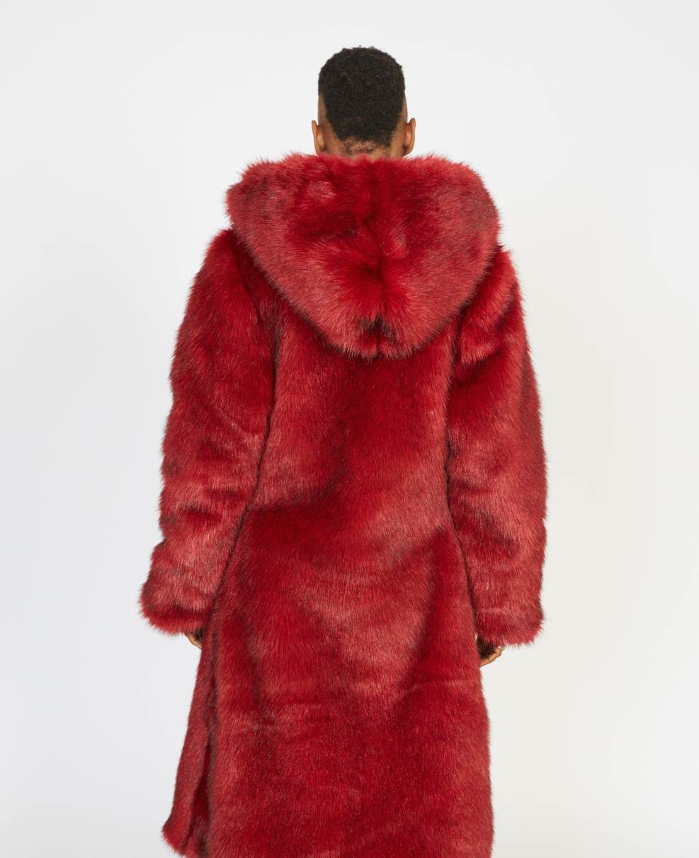 Red Faux Fur Coat