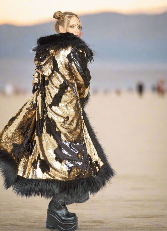 Rockstar Burning man fur coat