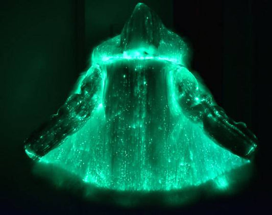 MATRIX FIBER OPTIC Fur Coat | Glow At Night Burning Man Jacket Led Clothes Playa Wear