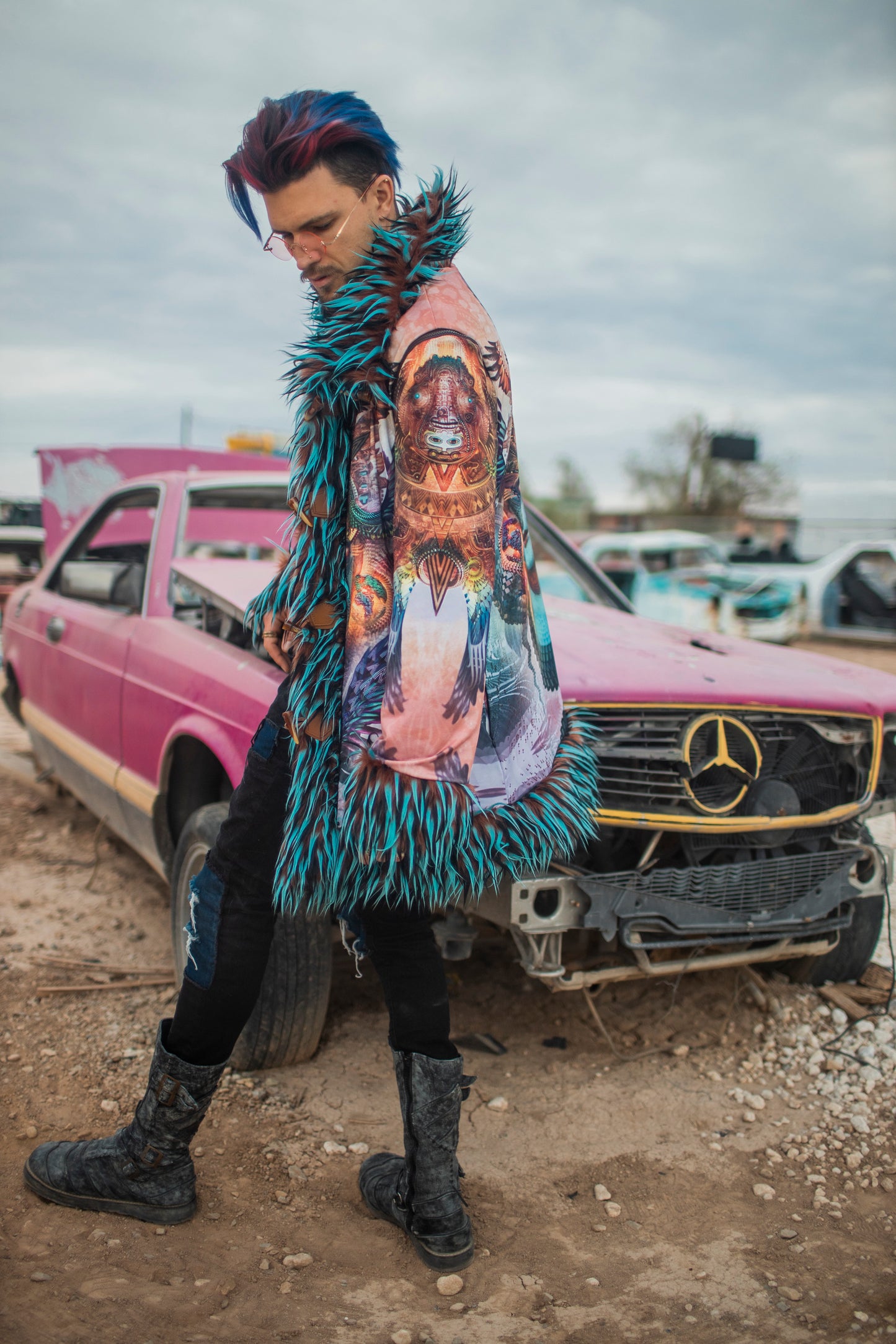 Blue Dharma Dragon Fur Coat