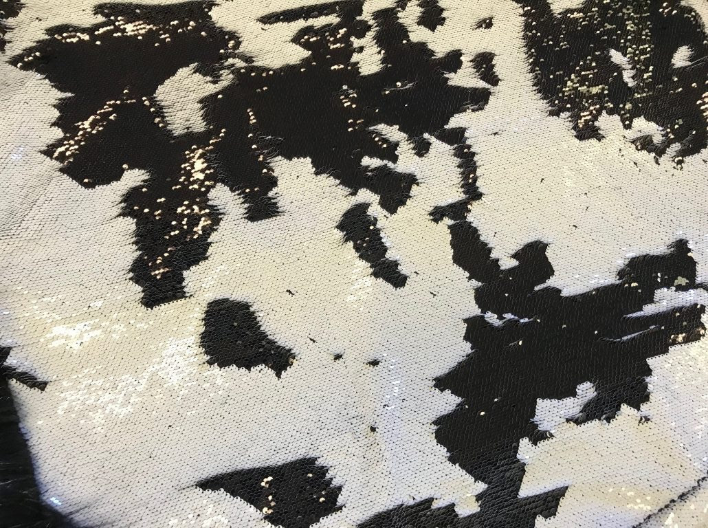 Black and White - BohoCoats Reversible Sequins Lining For Faux Fur Coats for Festivals