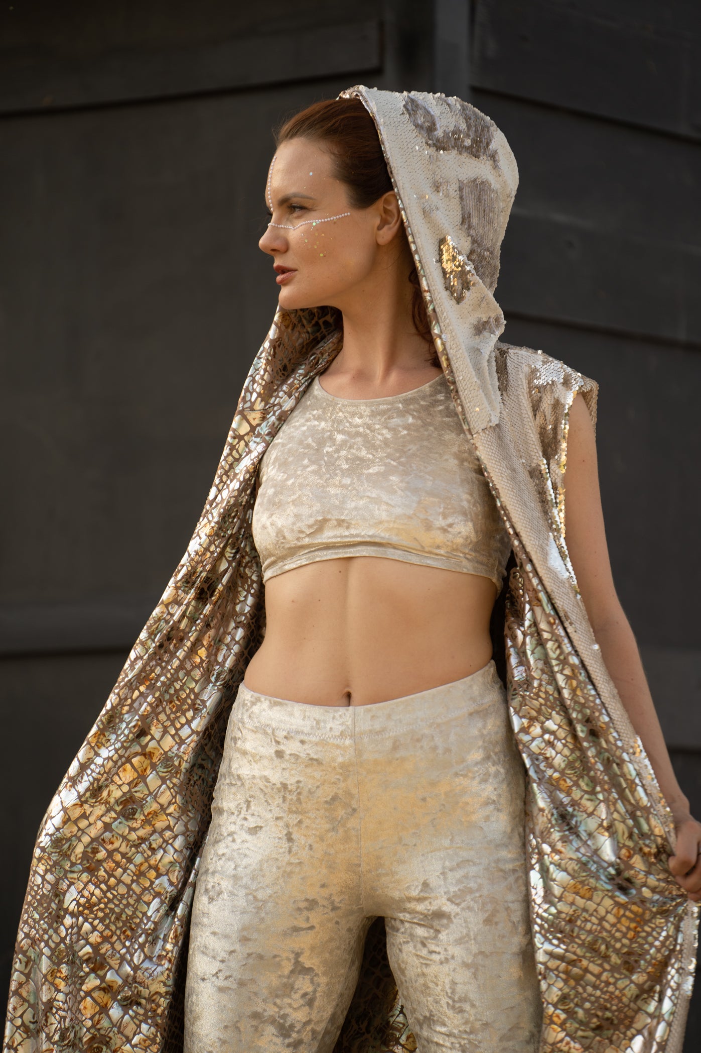 Playa Breath Kimono sequins champagne