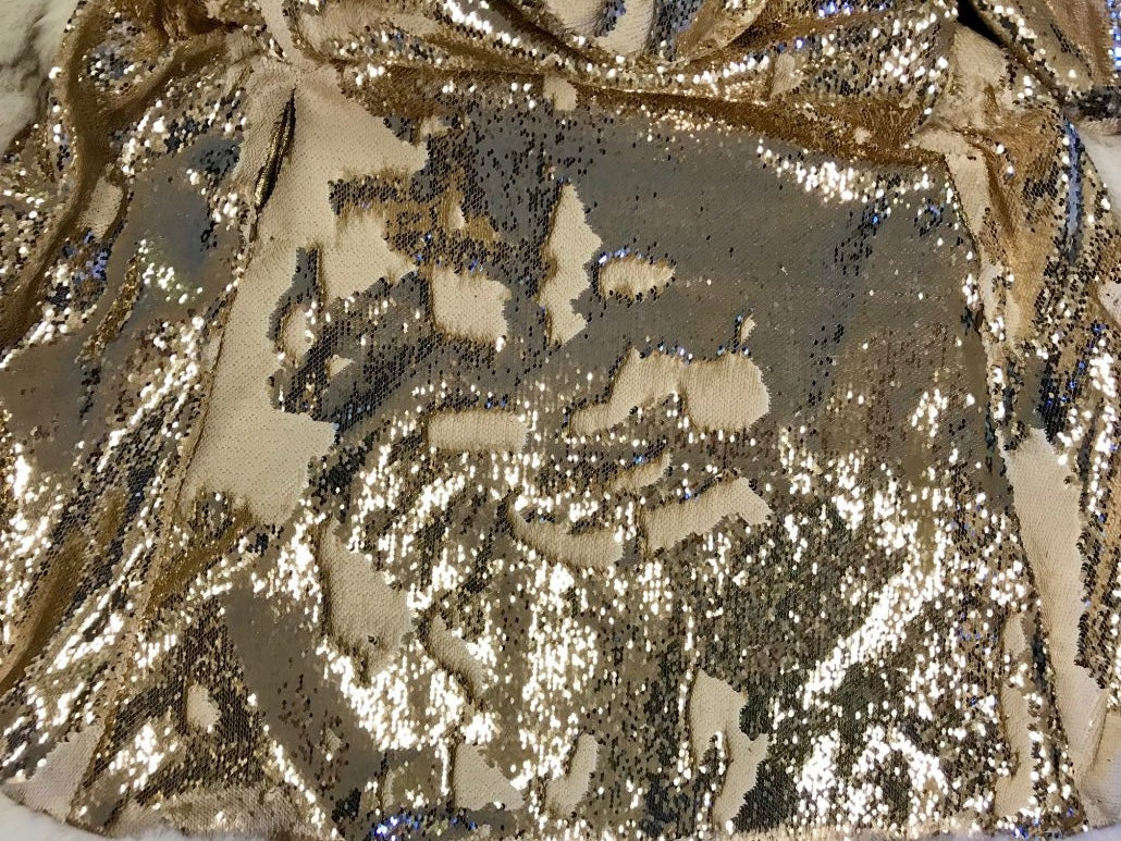 Champagne - BohoCoats Reversible Sequins Lining For Faux Fur Coats for Festivals