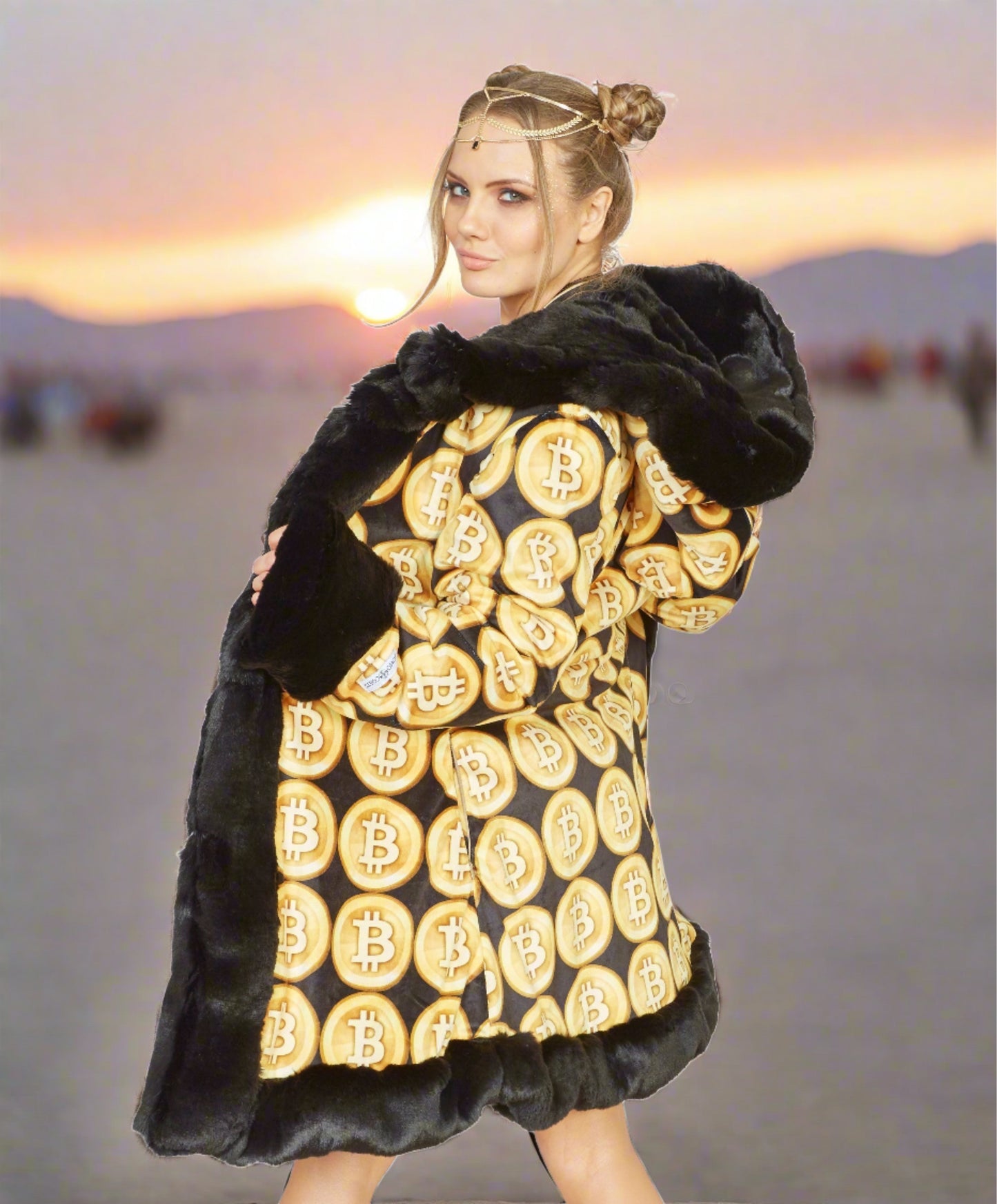Crypto Queen faux fur coat