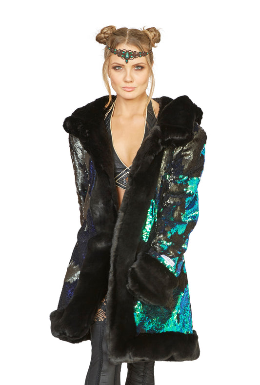 Dragon Queen faux fur coat