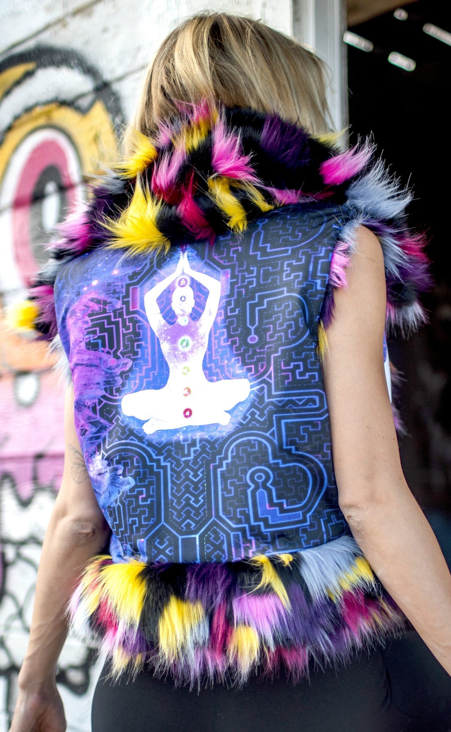 7 CHAKRAS Colorful Faux Fur Vest