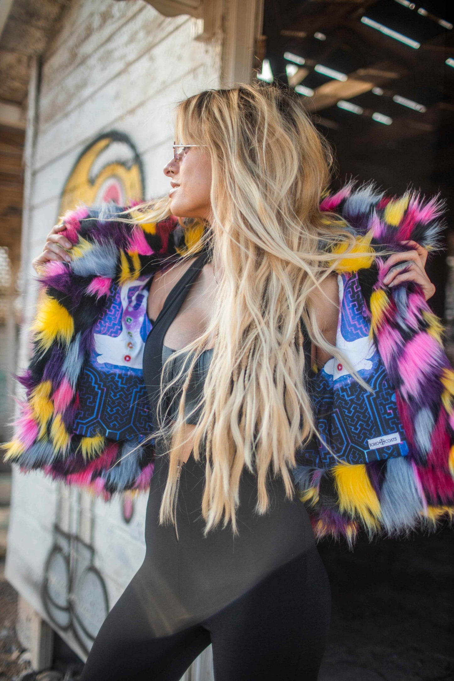 7 CHAKRAS Colorful Faux Fur Vest