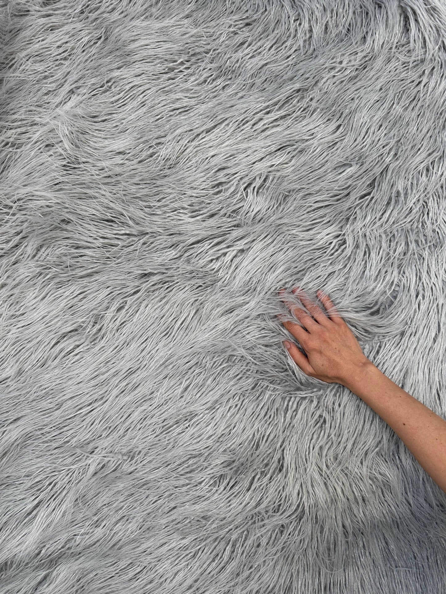 Grey Lama - Faux Fur Fabric