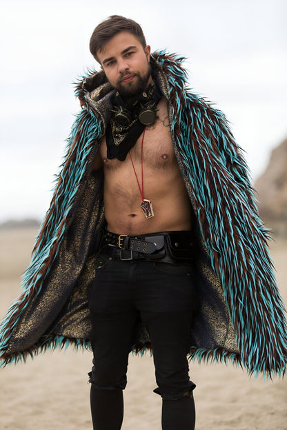 Gypsy Soul - Faux Fur Coat for Festivals - Boho Coats - Fur Side - Front