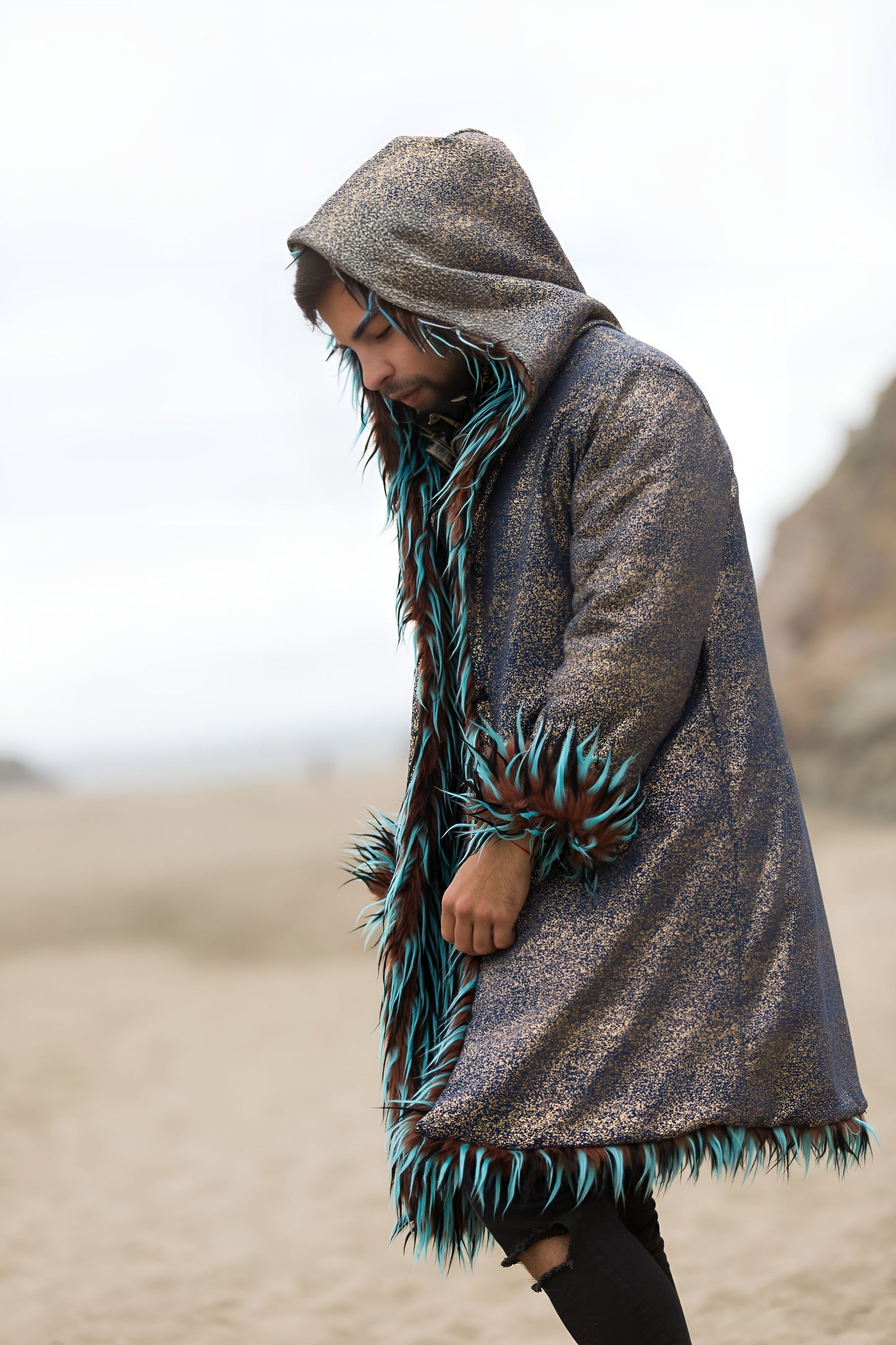 Gypsy Soul - Faux Fur Coat for Festivals - Boho Coats - Lining Side - Half Front