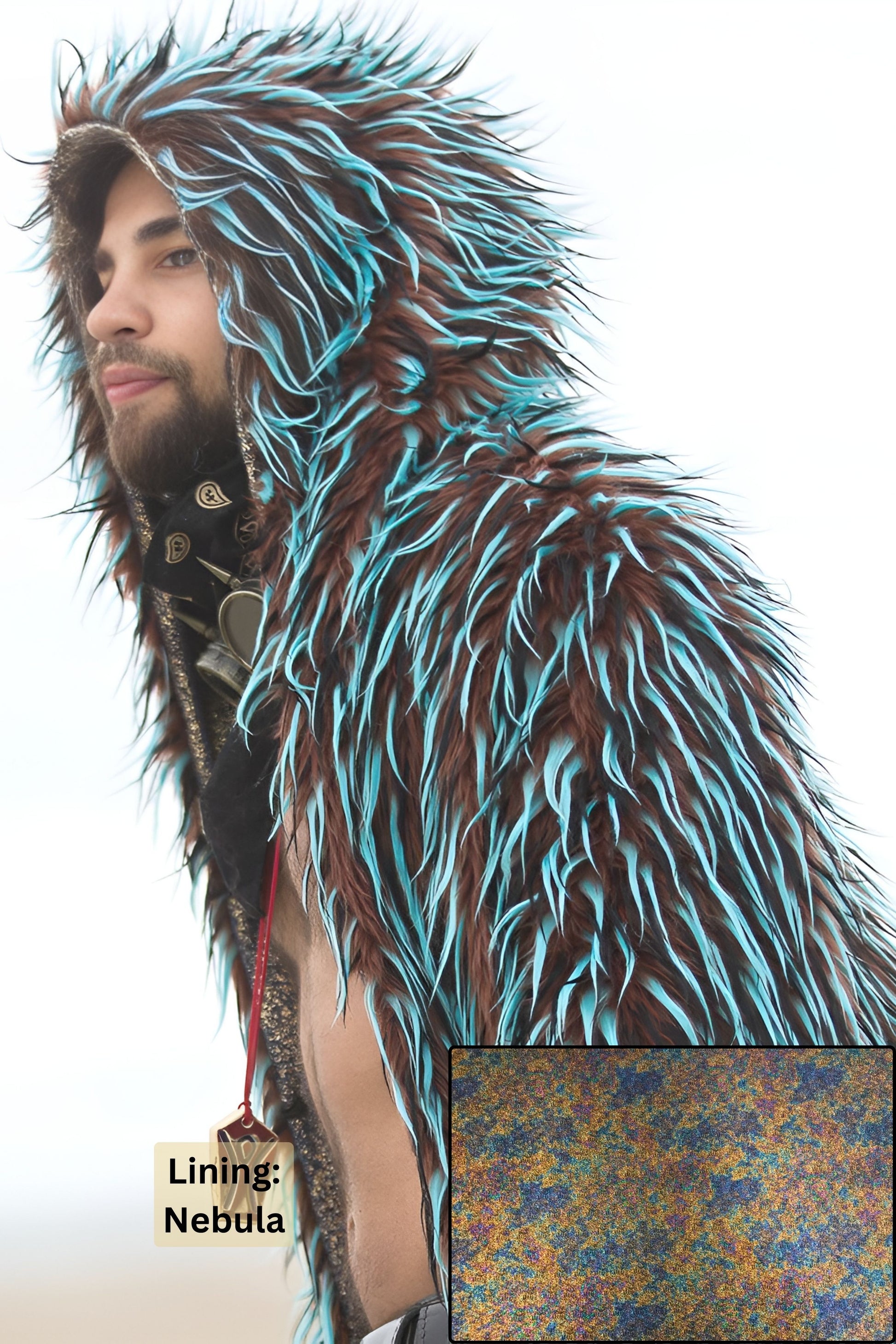 Gypsy Soul - Faux Fur Coat for Festivals - Boho Coats - Lining - Nebula - Front