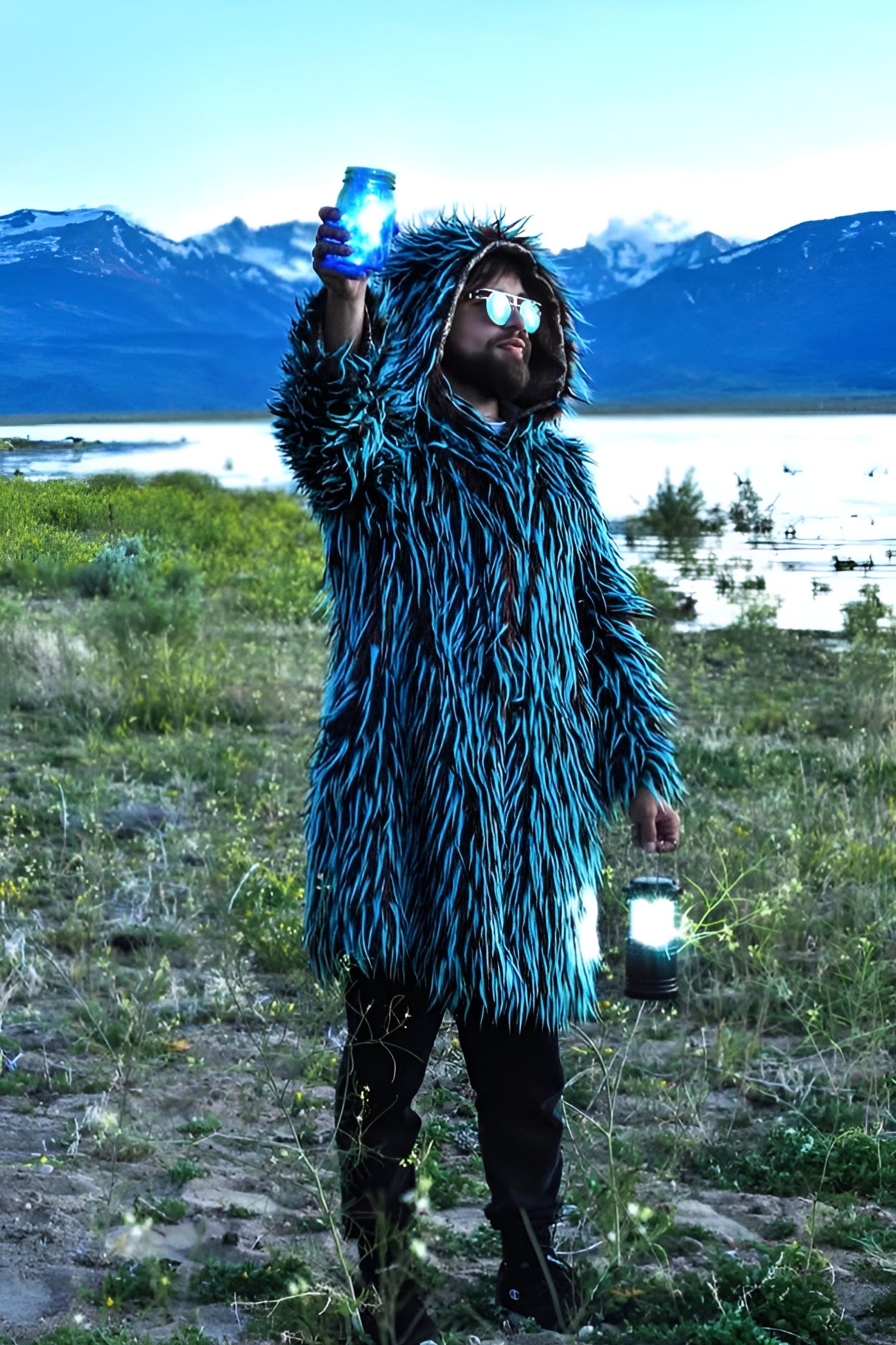 Gypsy Soul - Faux Fur Coat for Festivals - Boho Coats - Fur Side - Front - Lightning In a Bottle