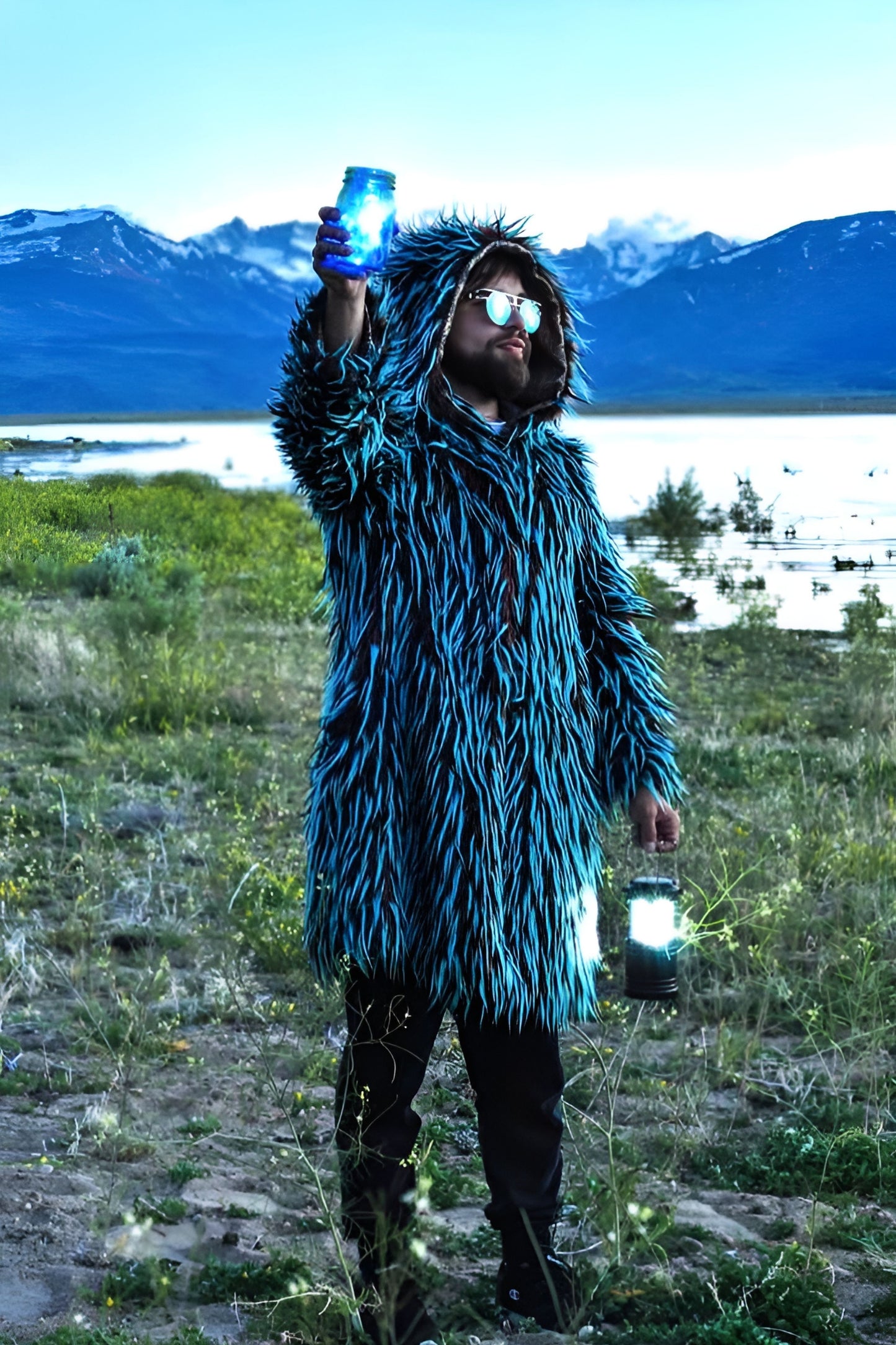 Gypsy Soul - Faux Fur Coat for Festivals - Boho Coats - Fur Side - Front - Lightning In a Bottle