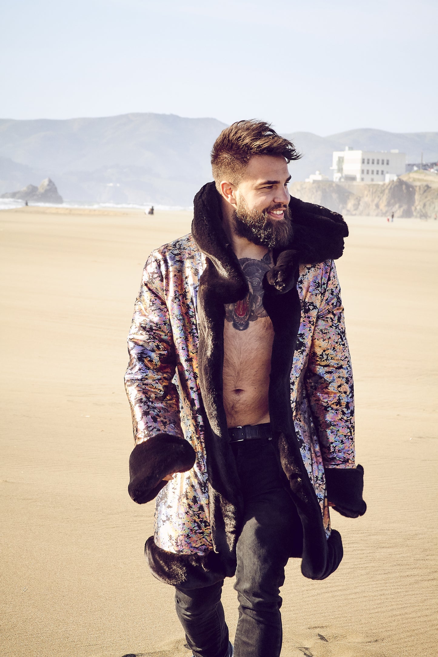 Black Panther fur coat for men
