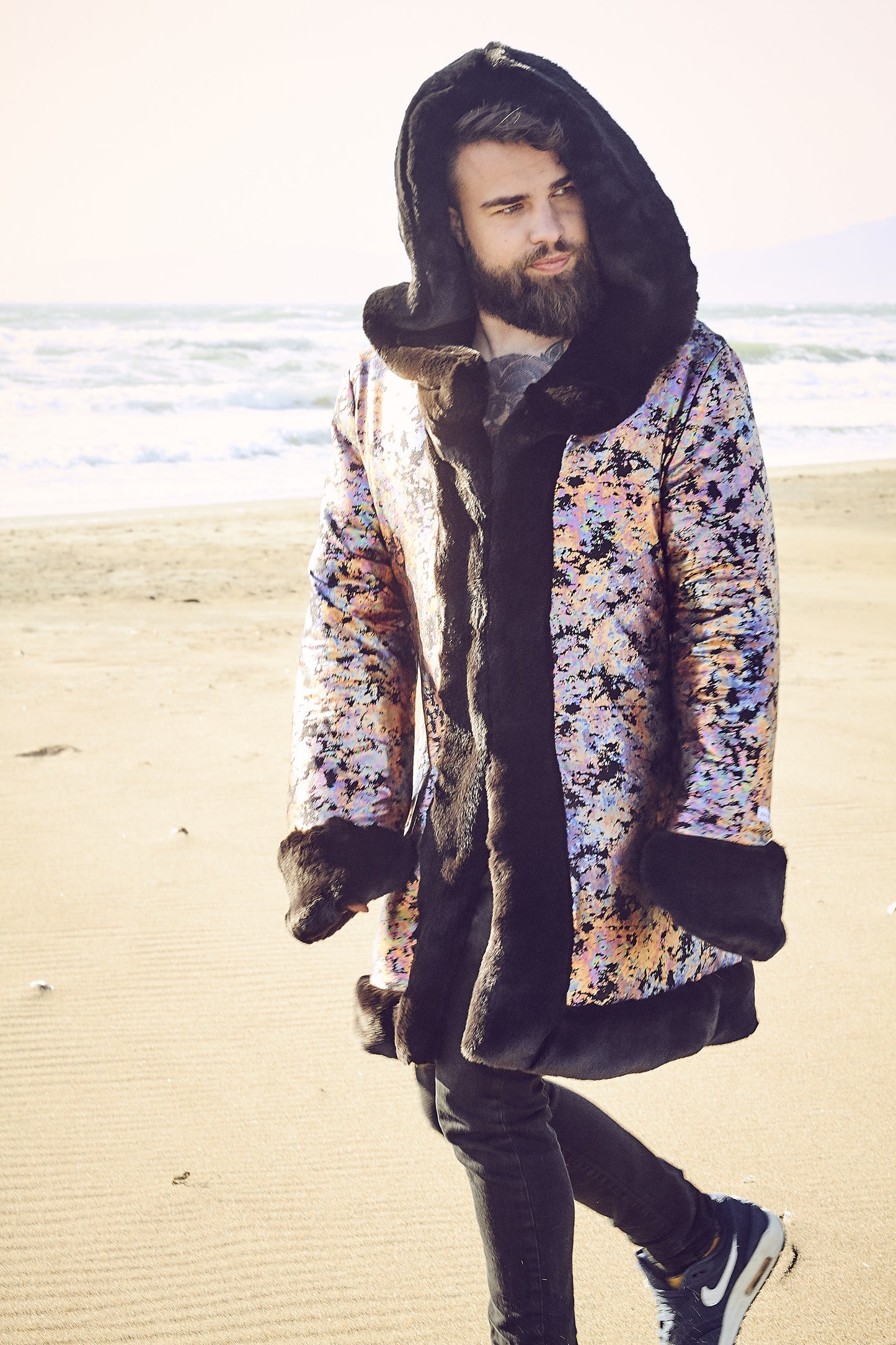 Black Panther fur coat for men