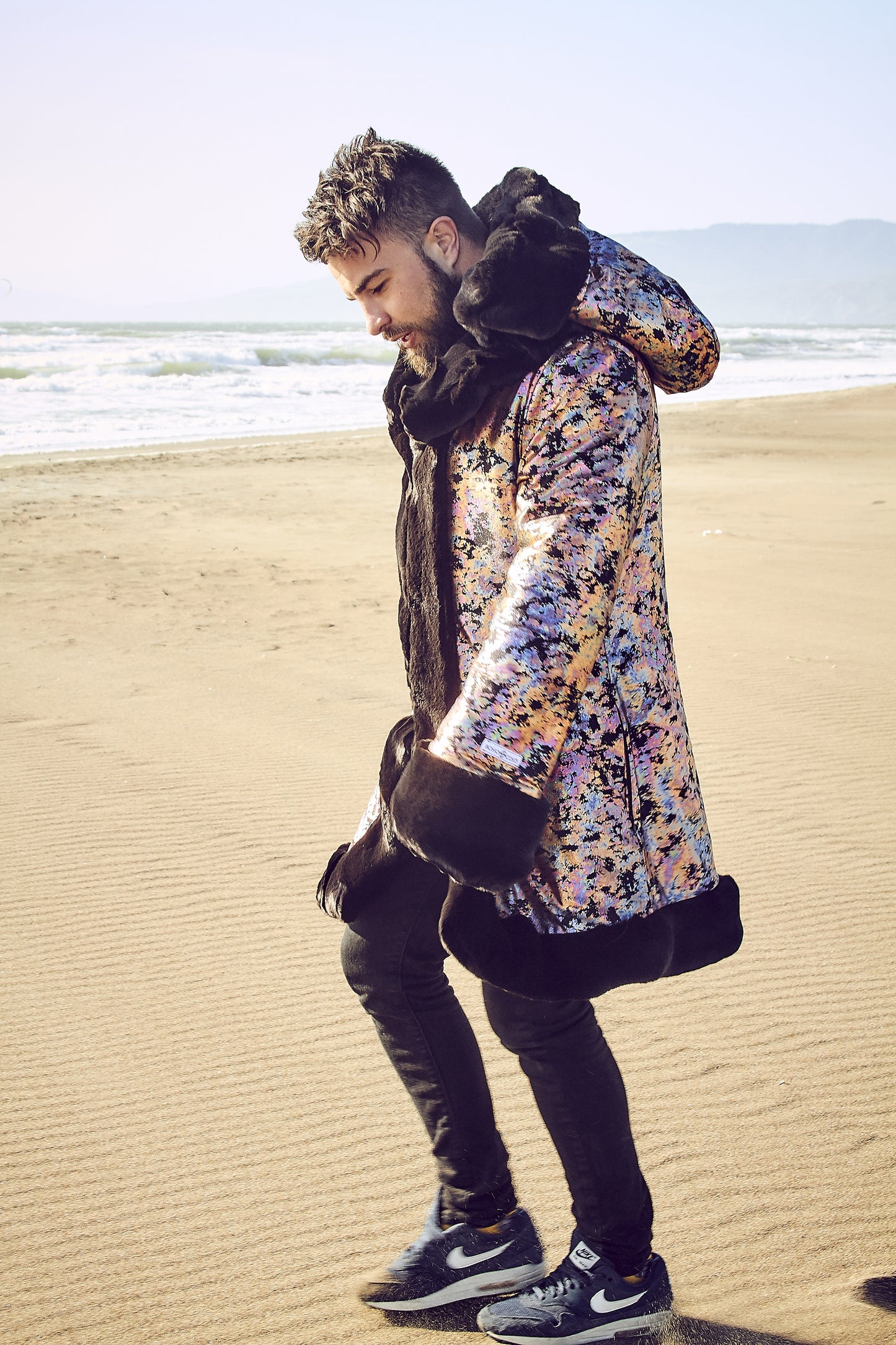 Black Panther fur coat for men