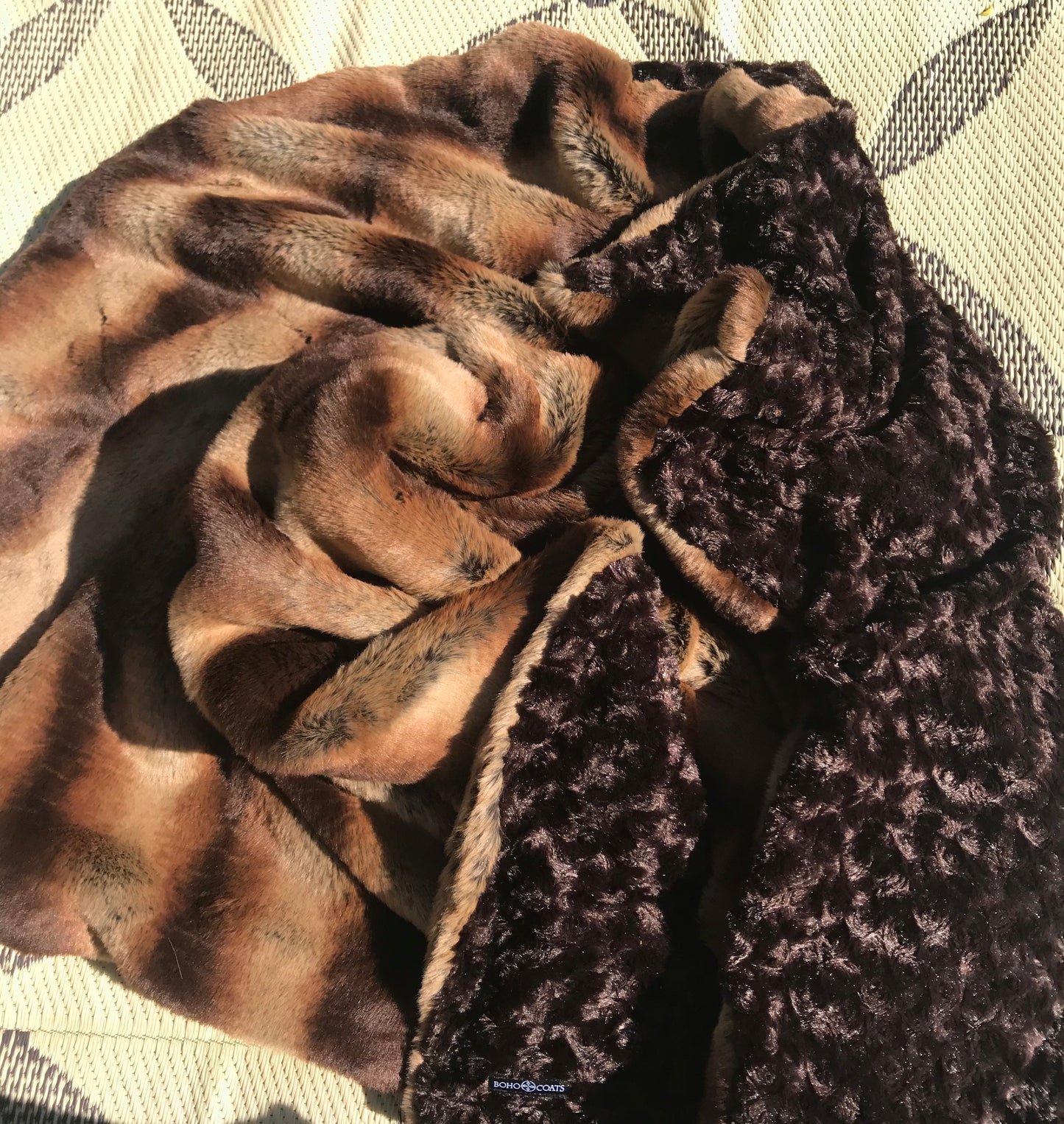 Mocha Embrace faux fur throw blanket