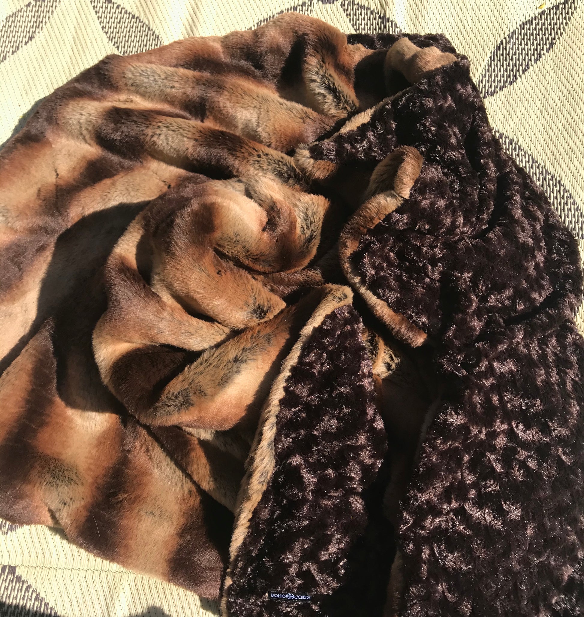 Mocha Embrace faux fur throw blanket