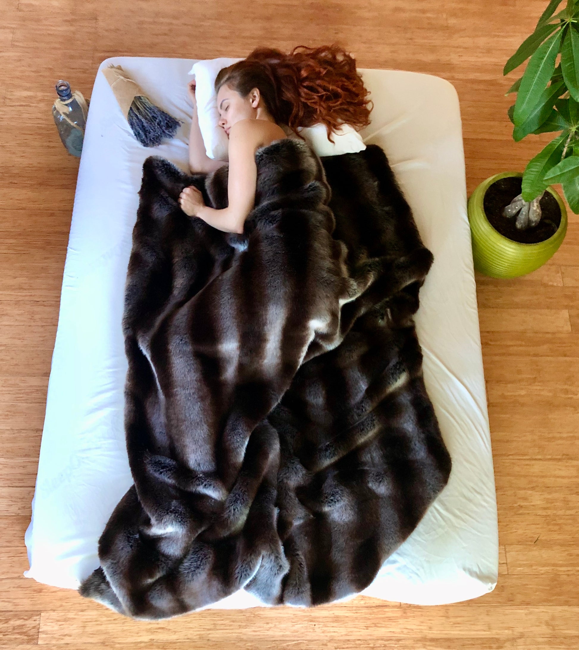 Grey Embrace faux fur throw blanket