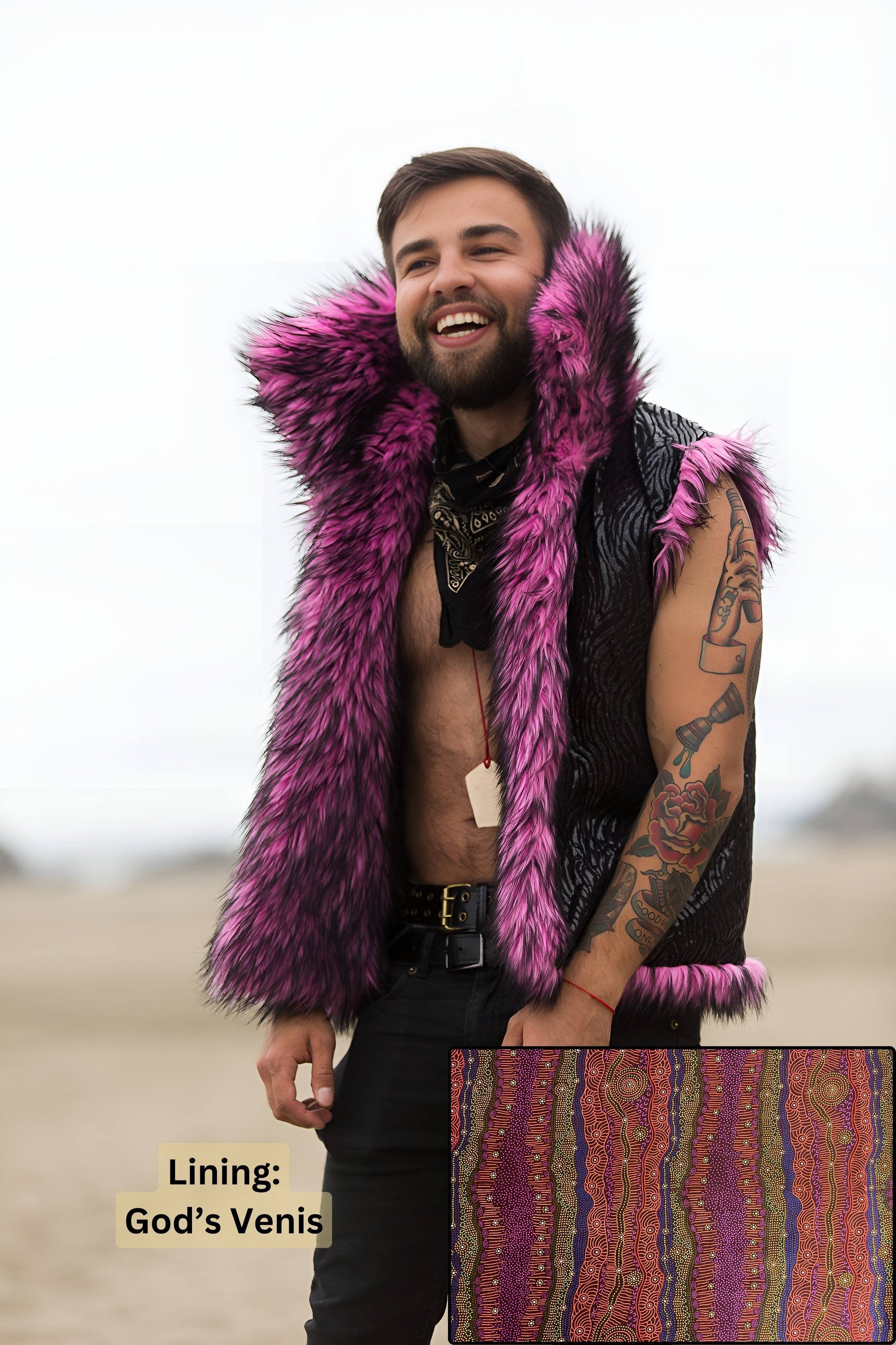 Pink Panther - Faux Fur Coat for Festivals - Boho Coats - Lining - Gods Venis