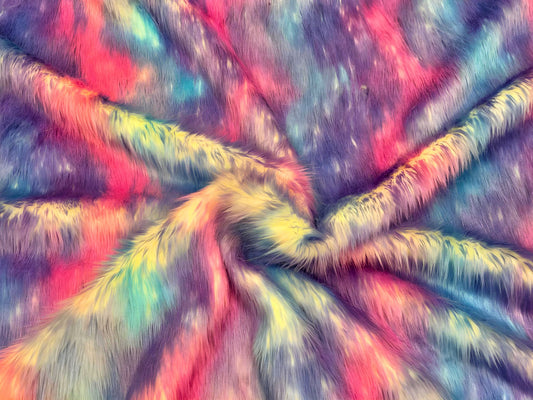 Purple Rainbow - Faux Fur Fabric - Boho Coats - Festival Fashion