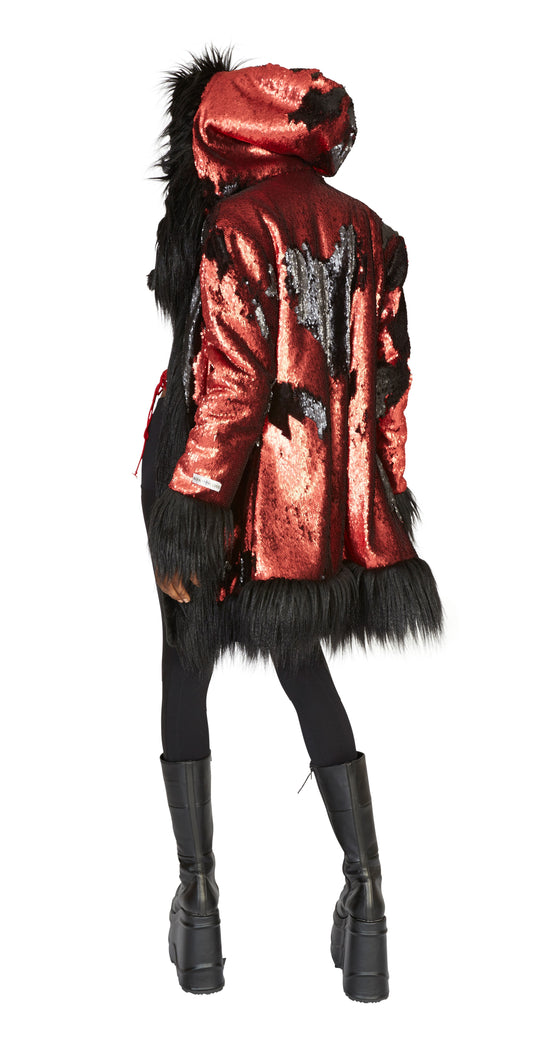 Red Passion faux fur coat