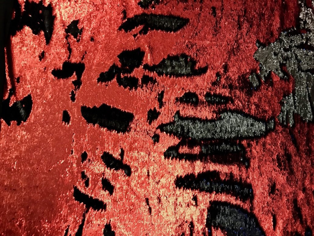 Red and Black - BohoCoats Reversible Sequins Lining For Faux Fur Coats for Festivals