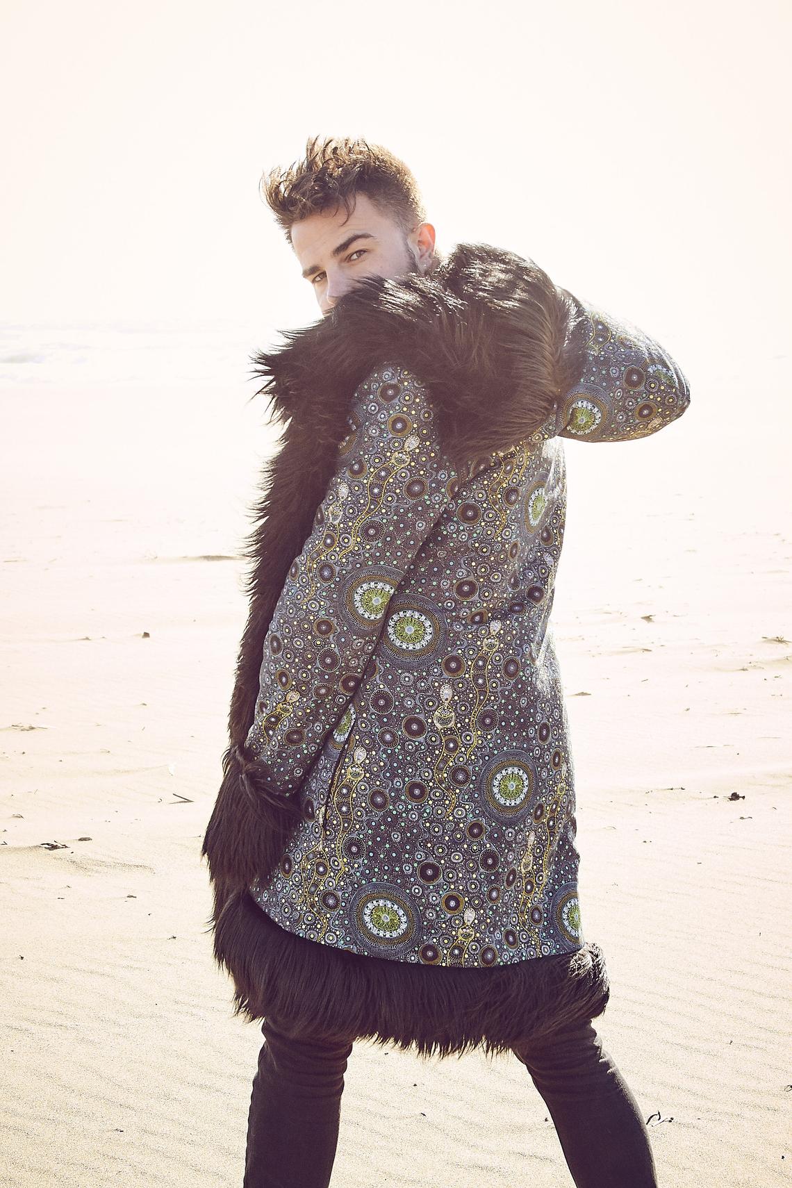 Black Wolf Men Fur Coat