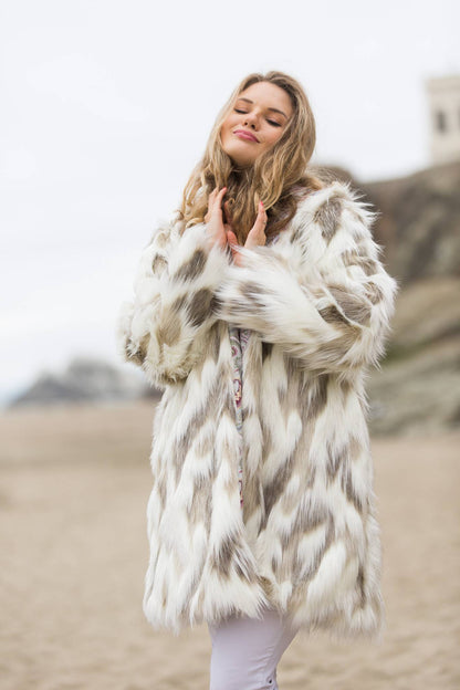 Pastel Girl Burning Man Fur Coat | Boho Coats