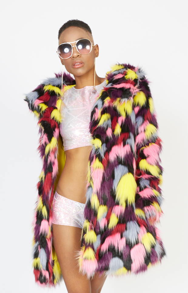 Fashionista Colorful Faux Fur Coat
