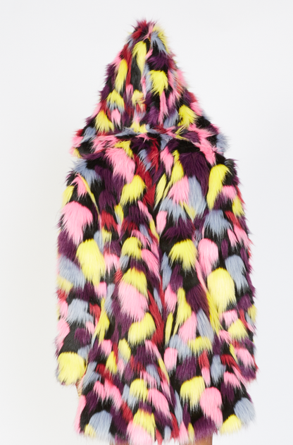 Fashionista Colorful Faux Fur Coat