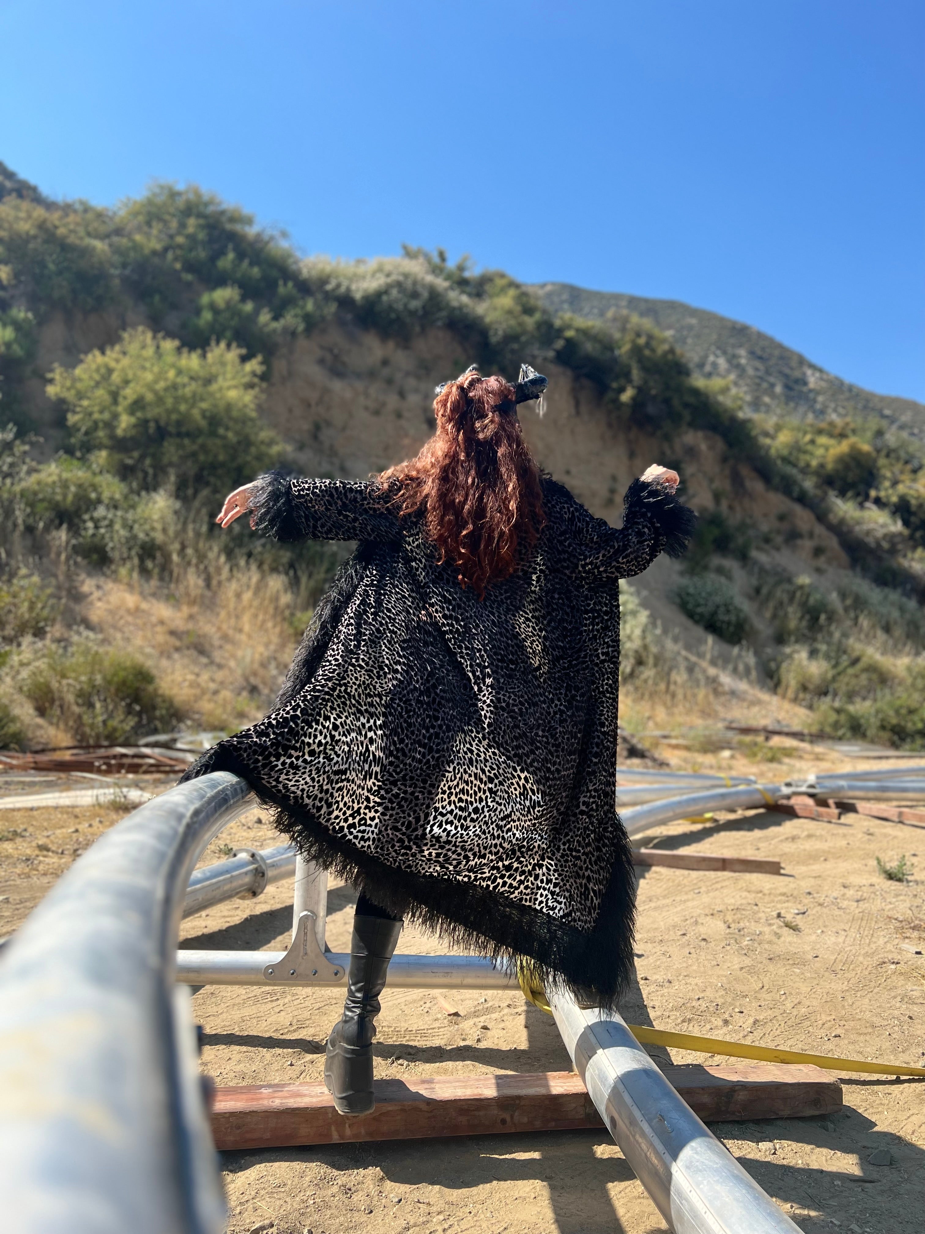 ジャケット・アウター RUDE GALLERY BLACK PANTHER ROBE(LEOPARD) BLACK LEOPARD Silk DUSTER | Burning Man | Playa Kimono