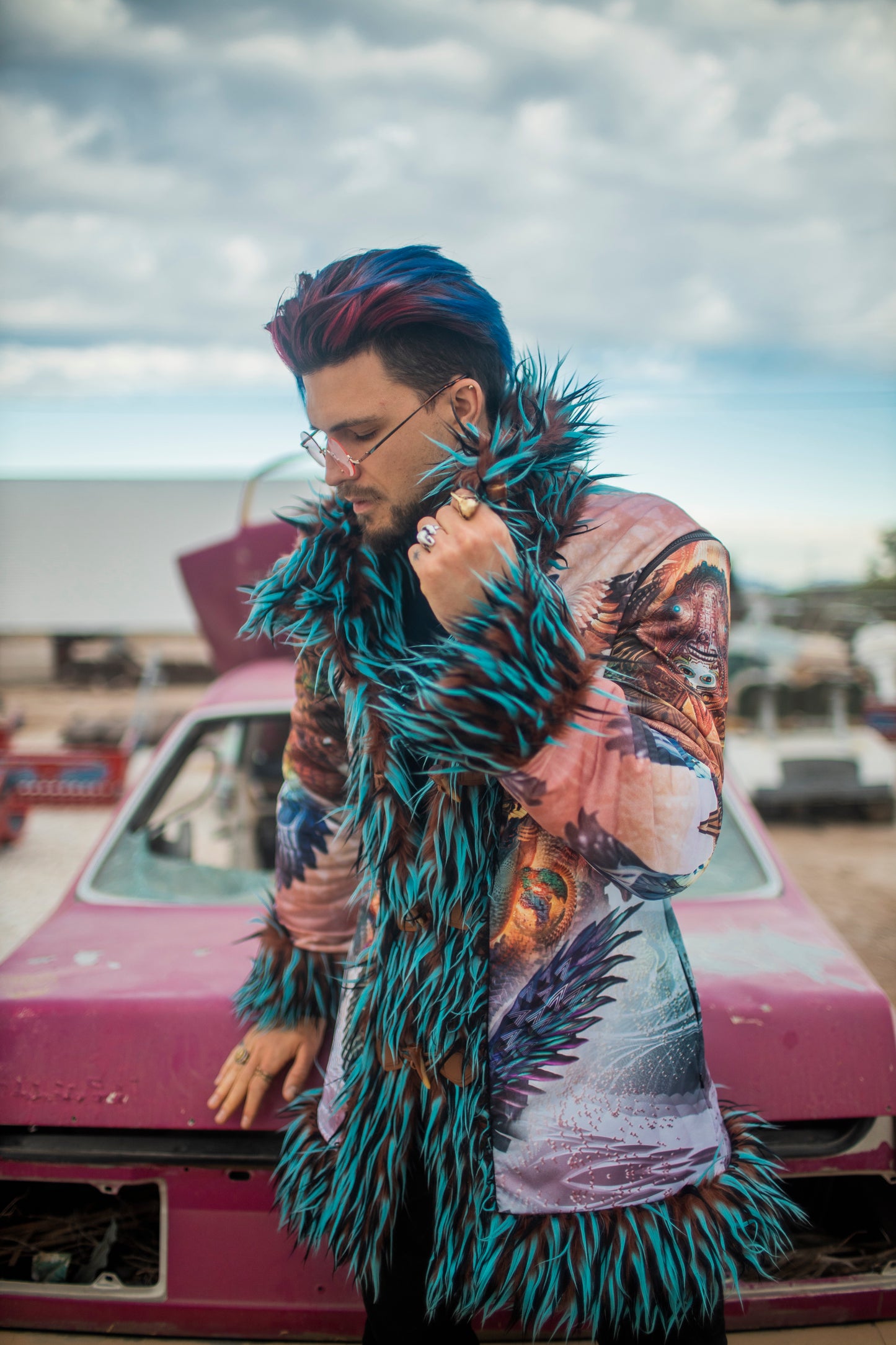 Blue Dharma Dragon Fur Coat