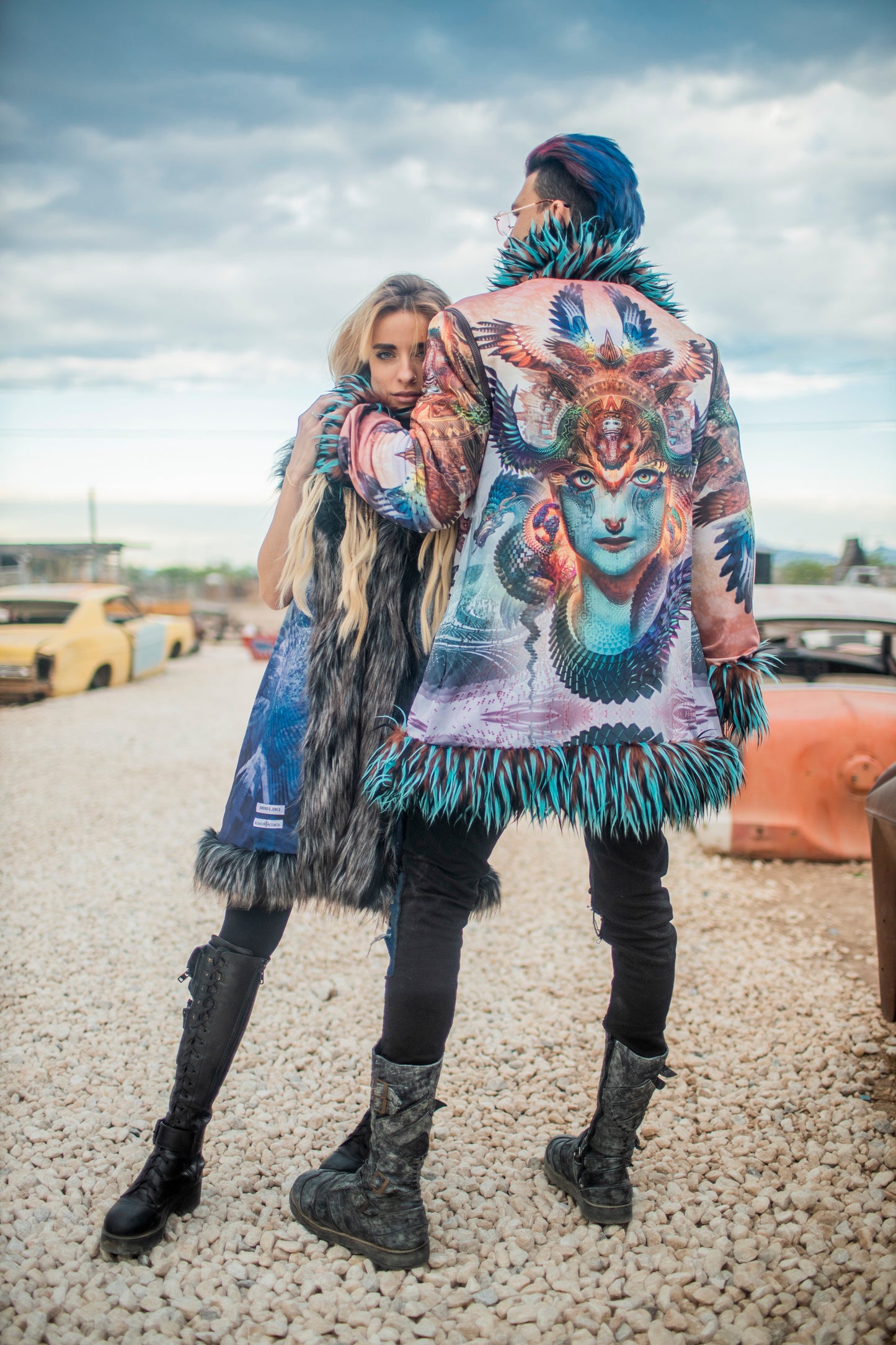 Blue Dharma Dragon Fur Coat