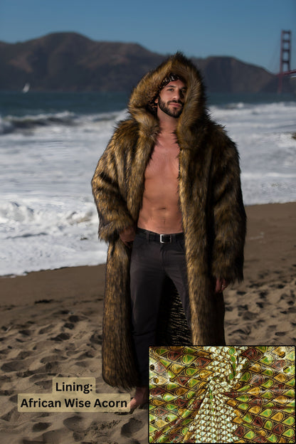Big Bear - Faux Fur Coat for Festivals - Boho Coats - Lining - African Wise Acorn