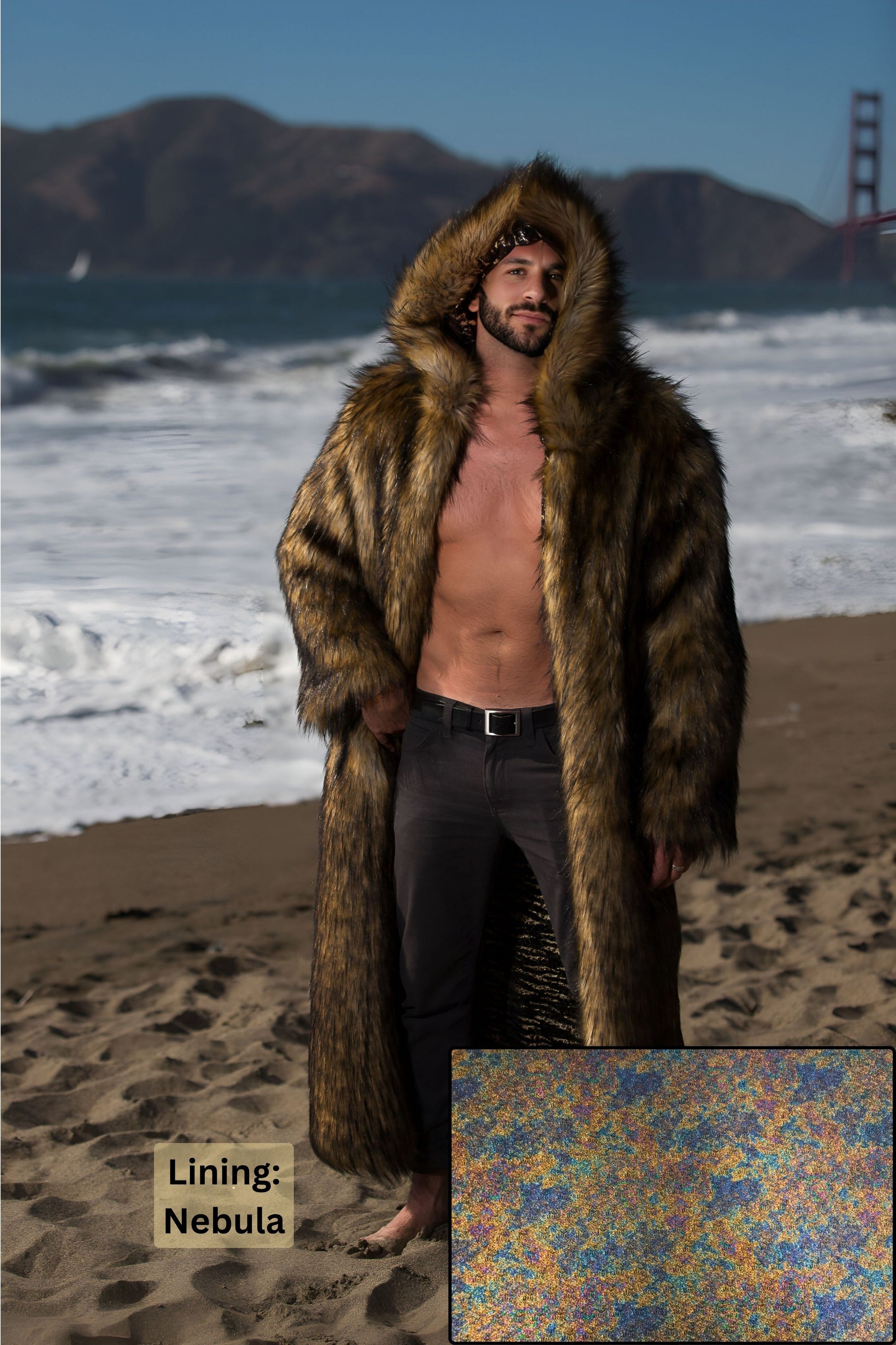 Big Bear - Faux Fur Coat for Festivals - Boho Coats - Lining - Nebula