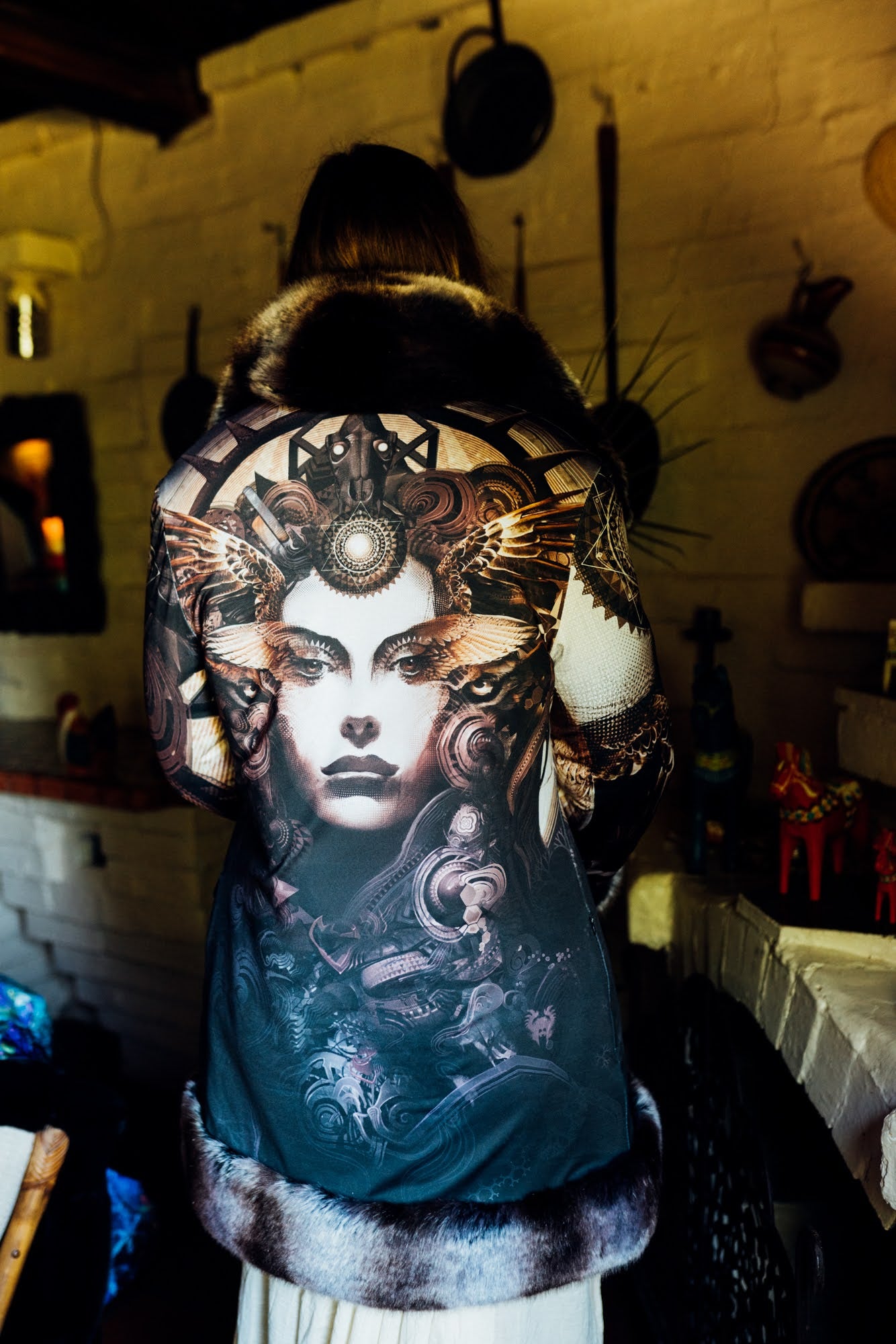 Nightfall Nomad - Faux Fur Coat | Android Jones | Burning Man