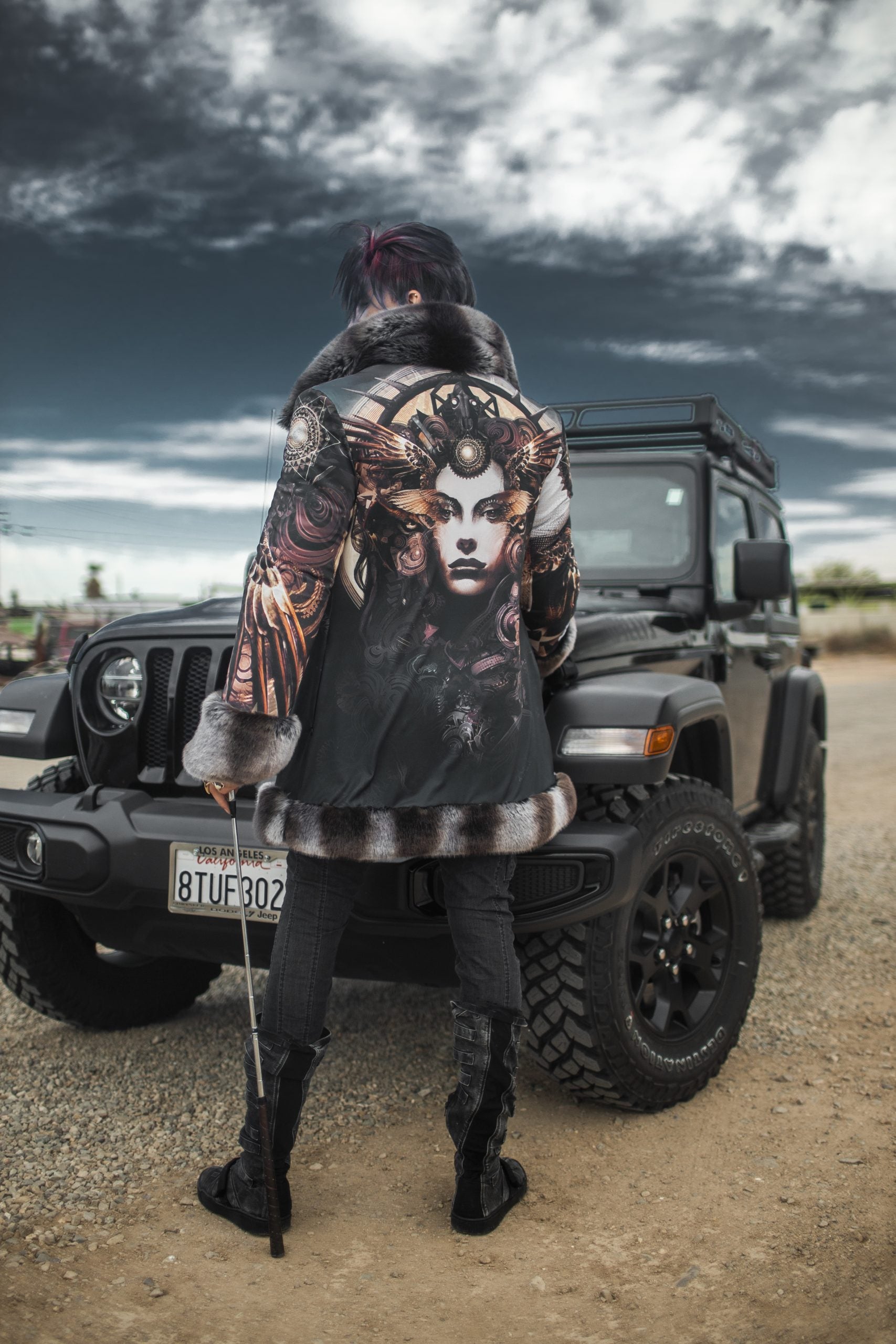 Nightfall Nomad - Faux Fur Coat | Android Jones | Burning Man