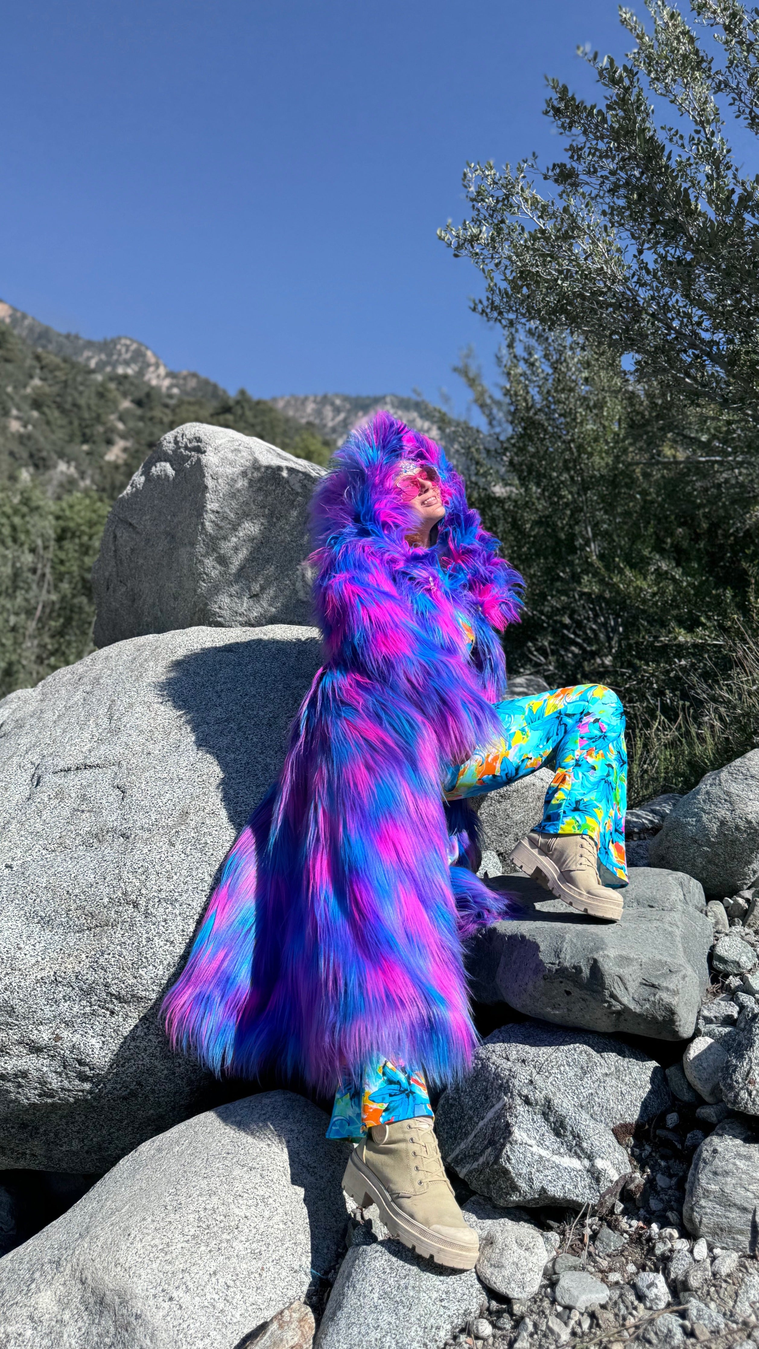 Bright faux fur coat online