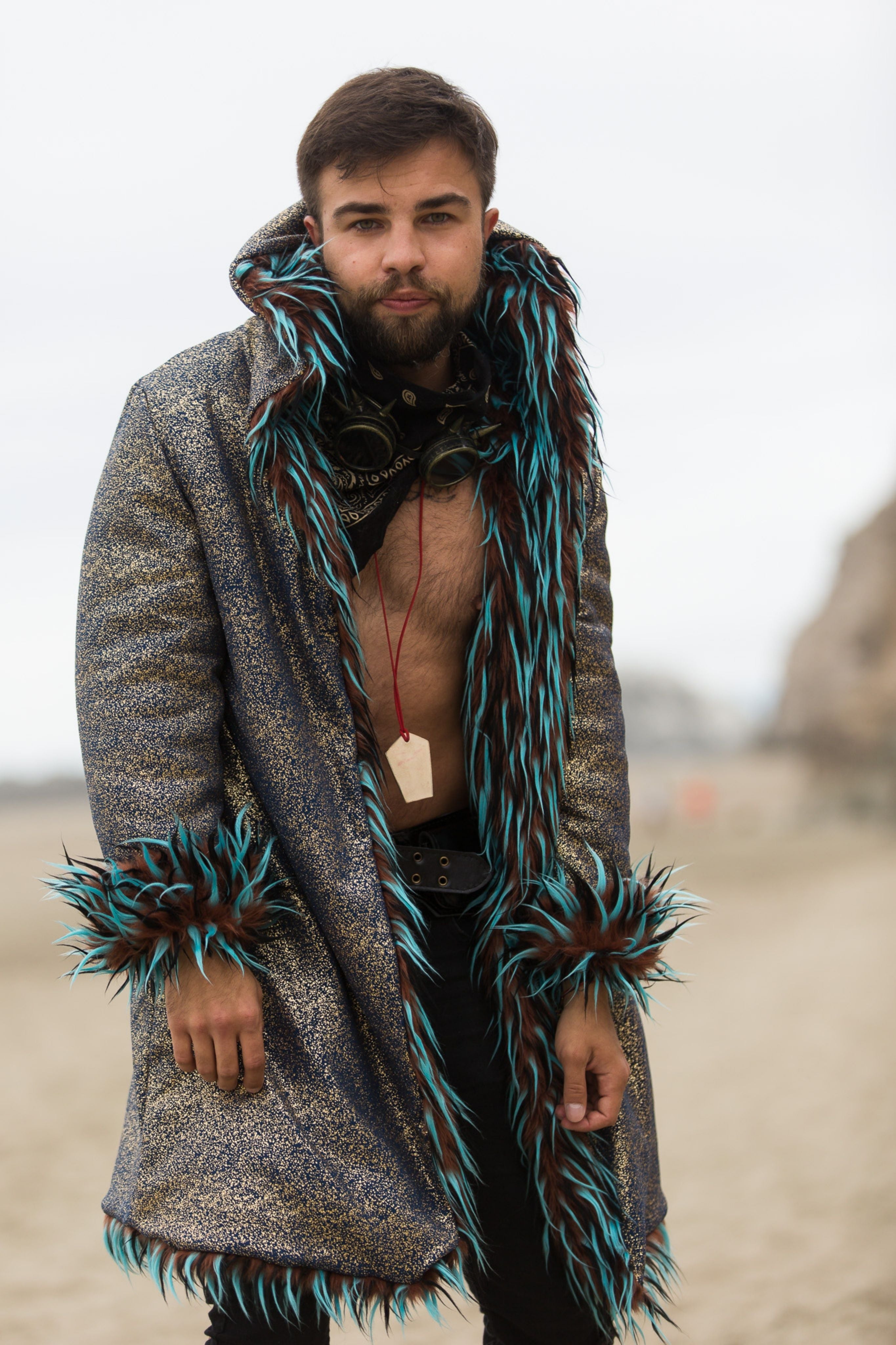 Gypsy Soul Custom Faux Fur Coat for Festivals Burning Man Jacket Costume for Parties Boho Coats