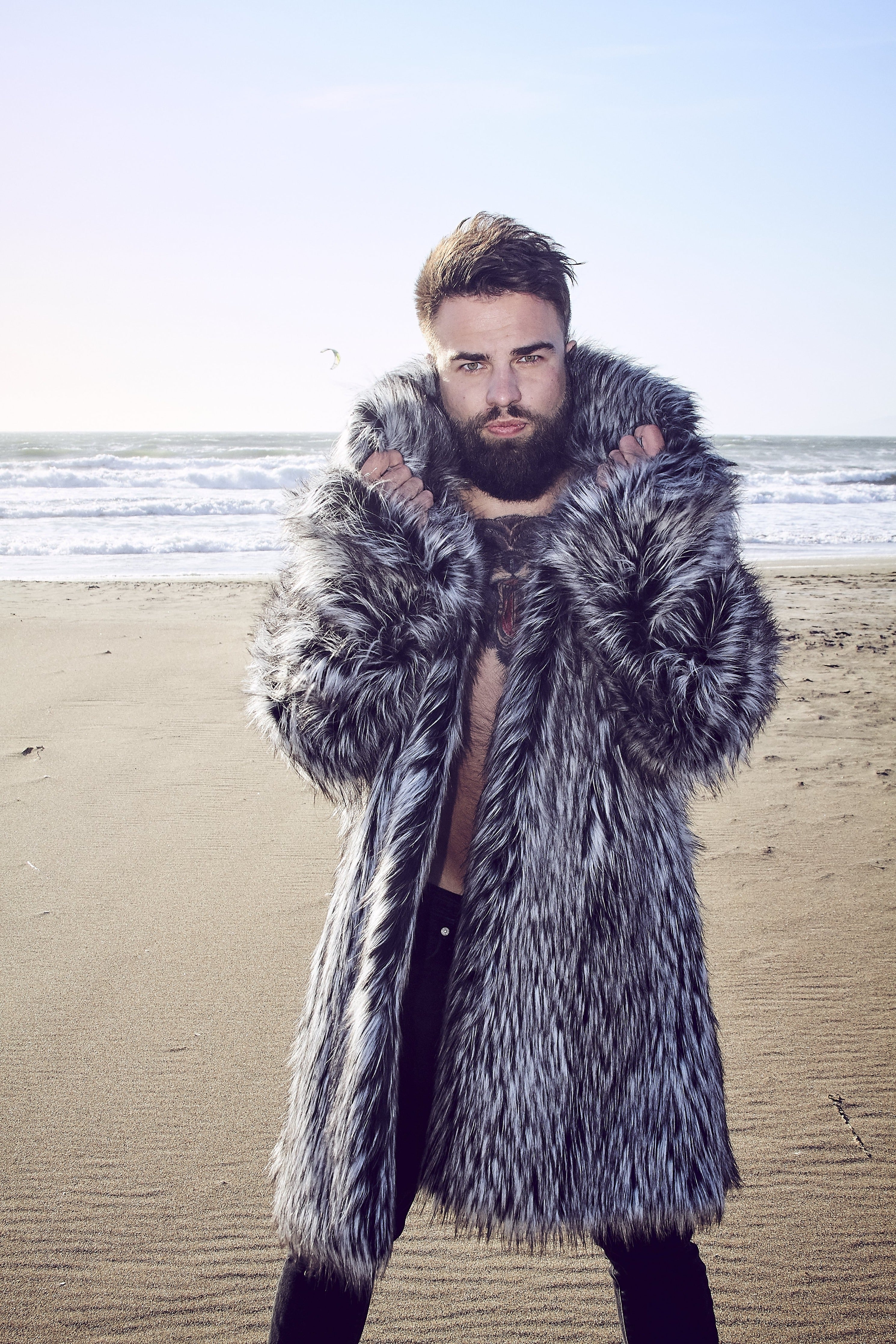 Mr Grey - Stylish Custom Faux Fur Coat for Festivals