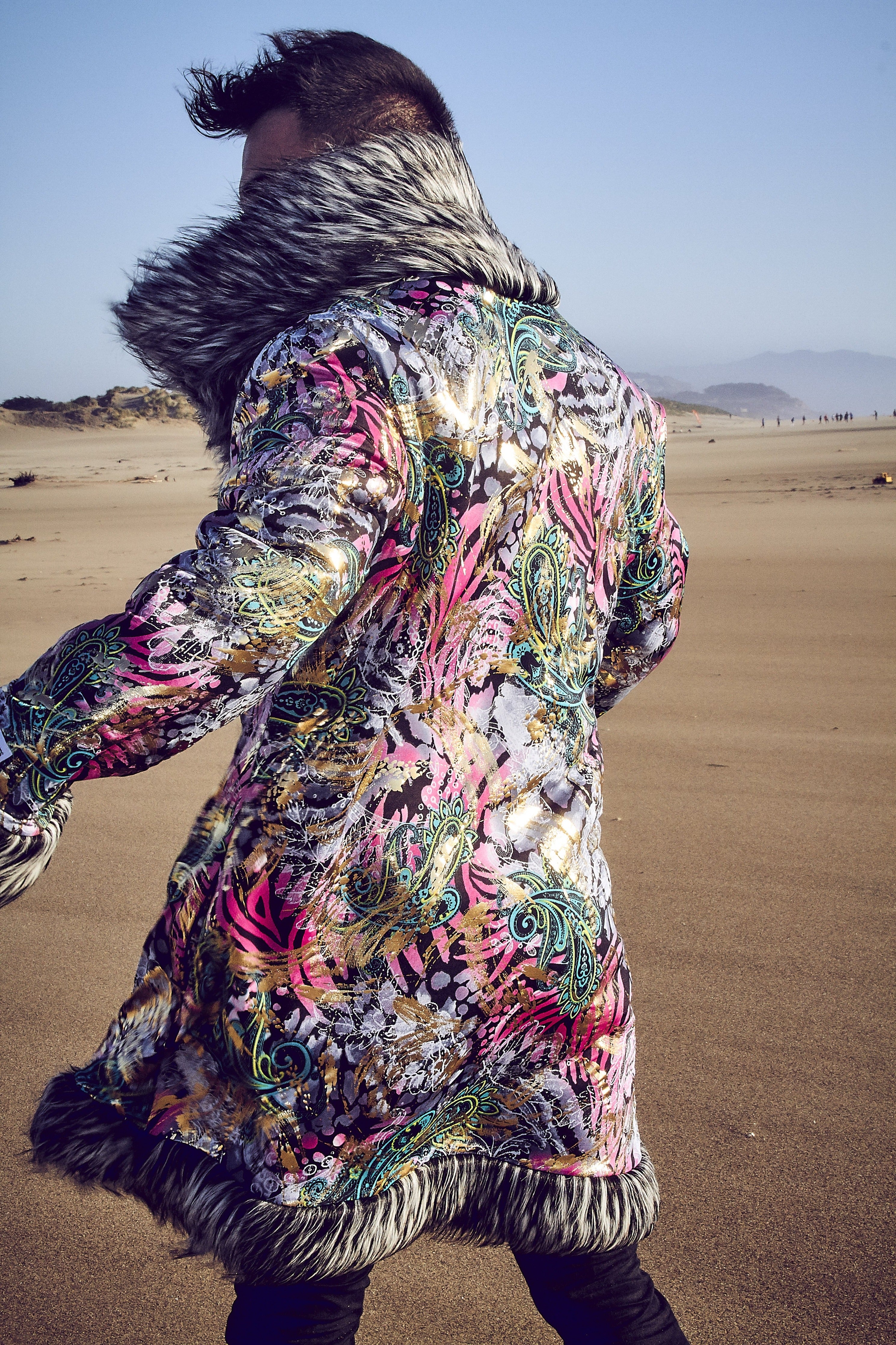 Mr Grey - Stylish Custom Faux Fur Coat for Festivals | Burning Man