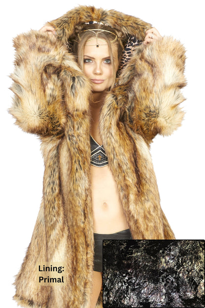 Mama Africa - Faux Fur Coat for Festivals - Boho Coats - Lining - Primal