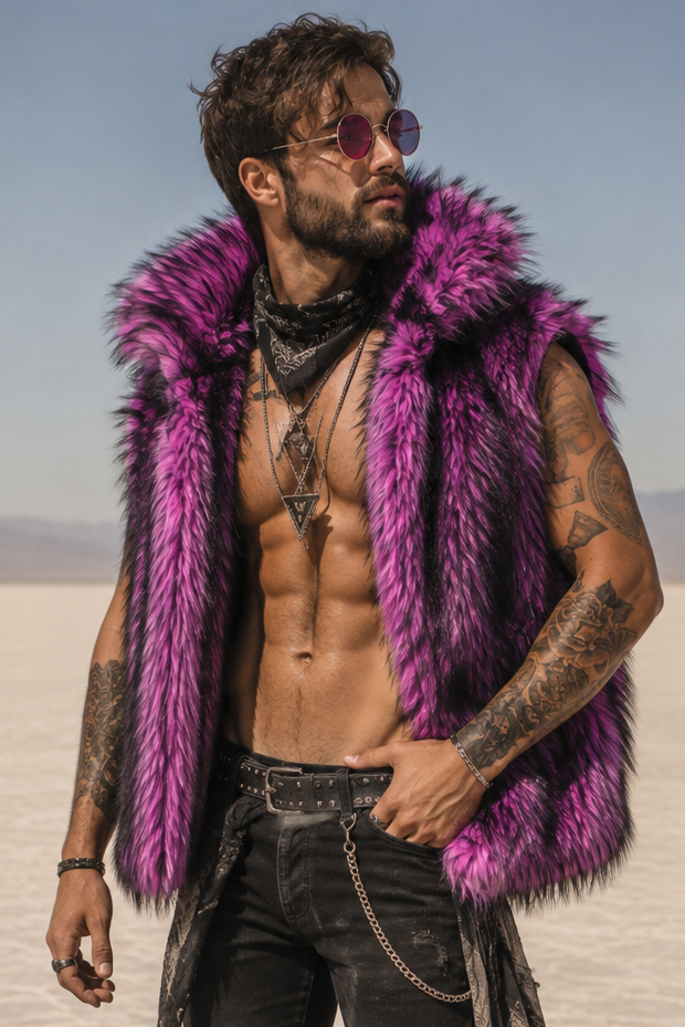 Pink Panther Burning Man Fur Vest