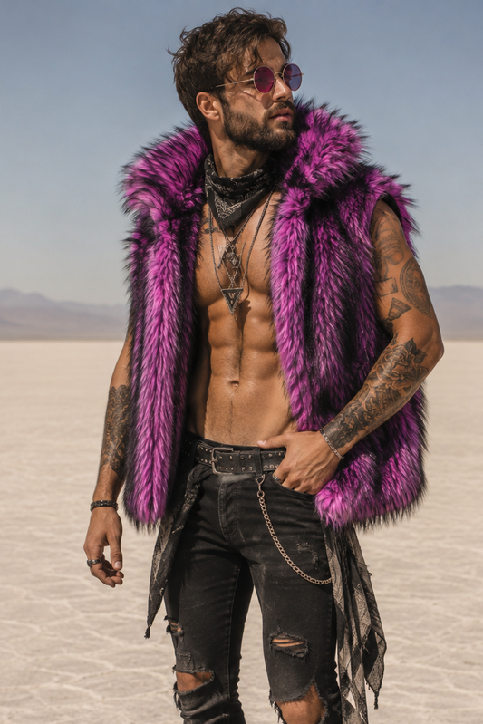 Pink Panther Burning Man Fur Vest