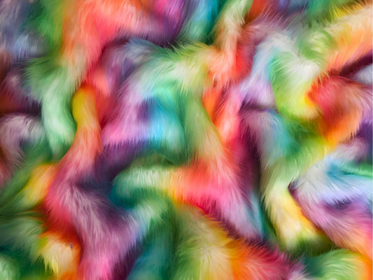 Rainbow - Faux Fur Fabric - Boho Coats - Festival Fashion