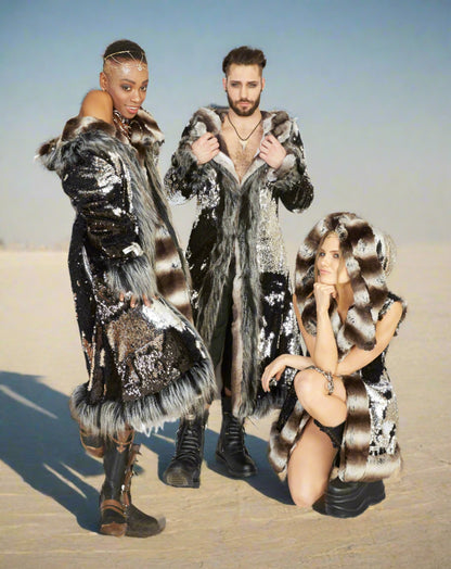 Silver Dragons Faux Fur Coats