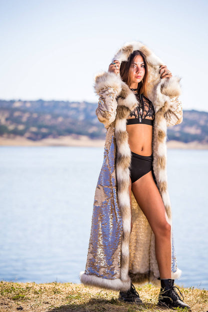 Kleopatra Golden Fur Coat | Boho coats
